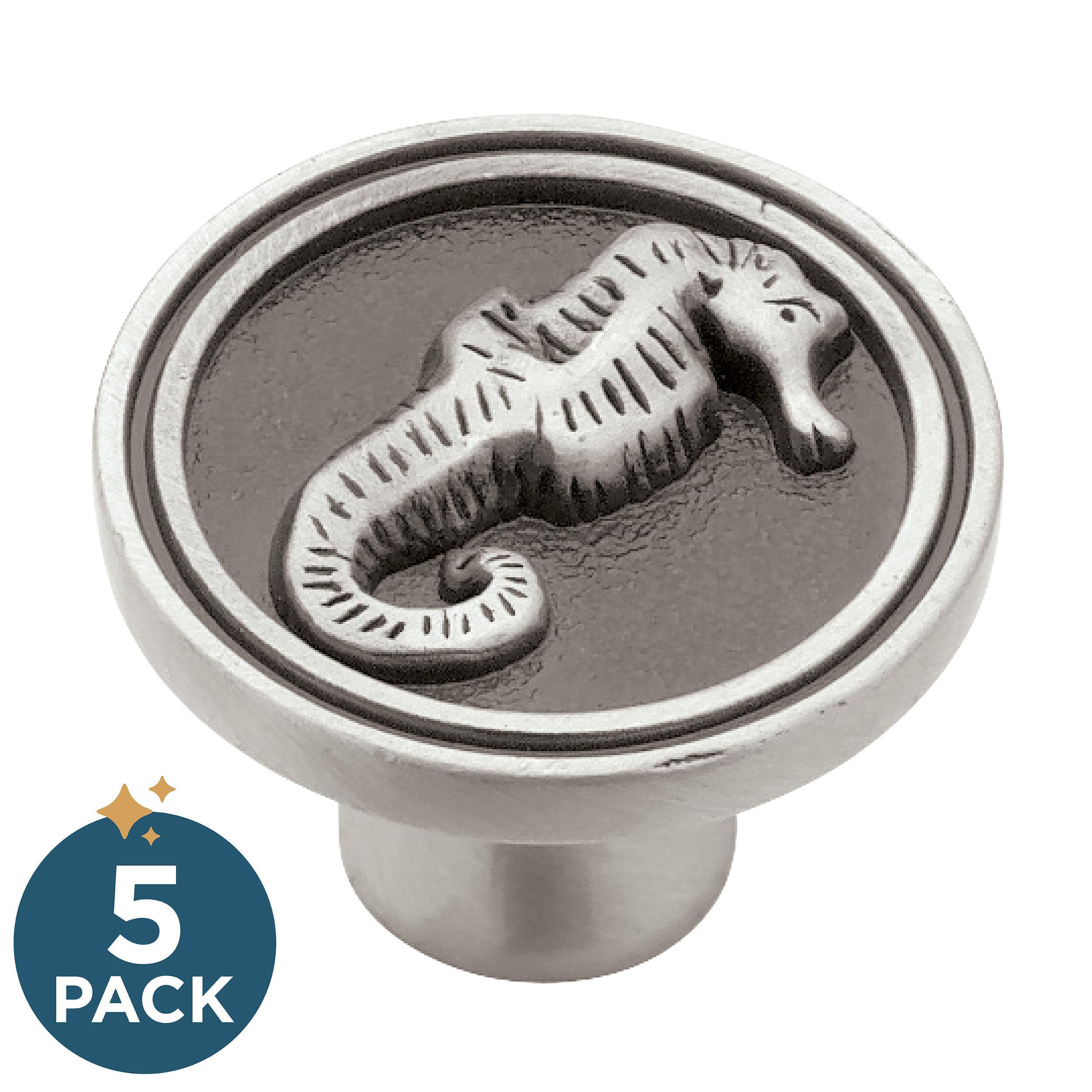 Franklin Brass PBF661-BSP-C1 Seahorse 1-7/16-in Brushed Satin Pewter Round Cabinet Knob 5 -Pack