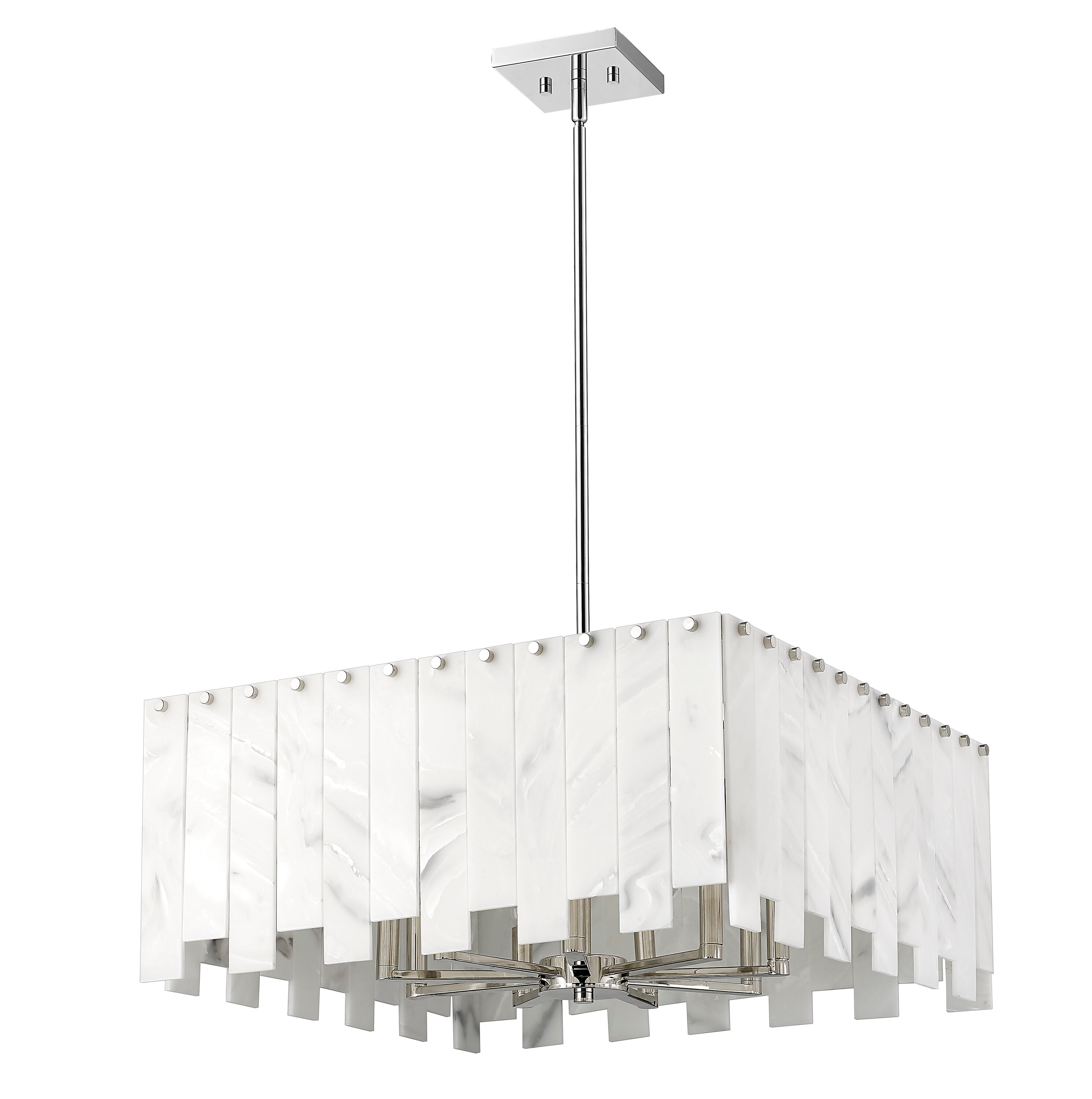 Viviana Art Deco Polished Nickel 8-Light Rectangular Pendant