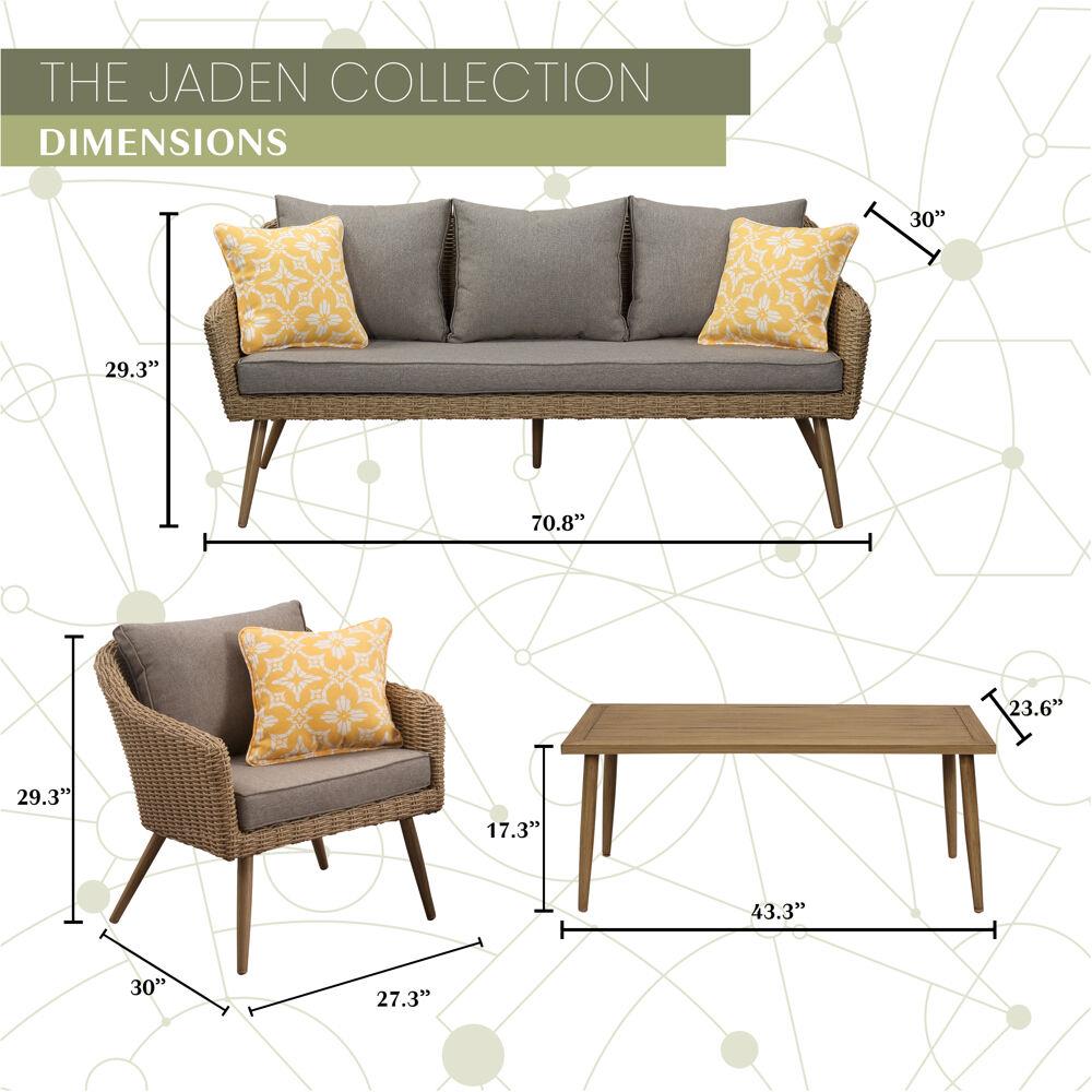 Mod Furniture Jaden 4-Piece Wicker Patio Conversation Set with Gray Mod ...