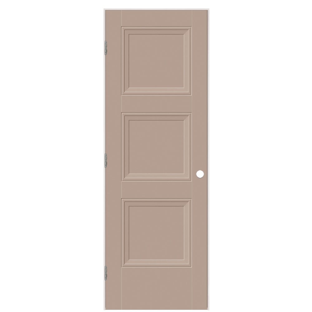 Masonite 1573139 28-in x 80-in Sandpiper Hollow core 3-panel square Right hand Smooth Prefinished Molded composite Flat Jamb Single Prehung Interior Door