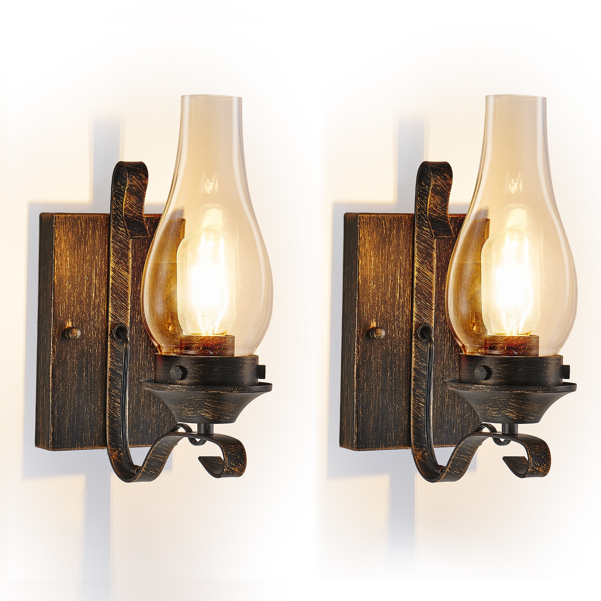 Dexmalle  Rustic Farmhouse Wall Sconces Set of 2-Only Supports Hardwired