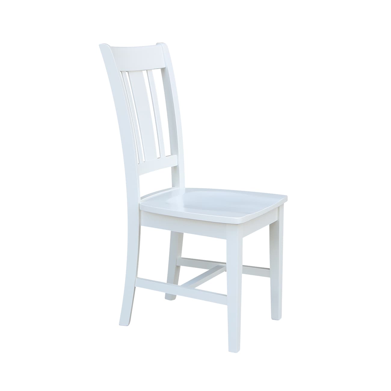 White High Back Solid Wood Slat Dining Chair Set
