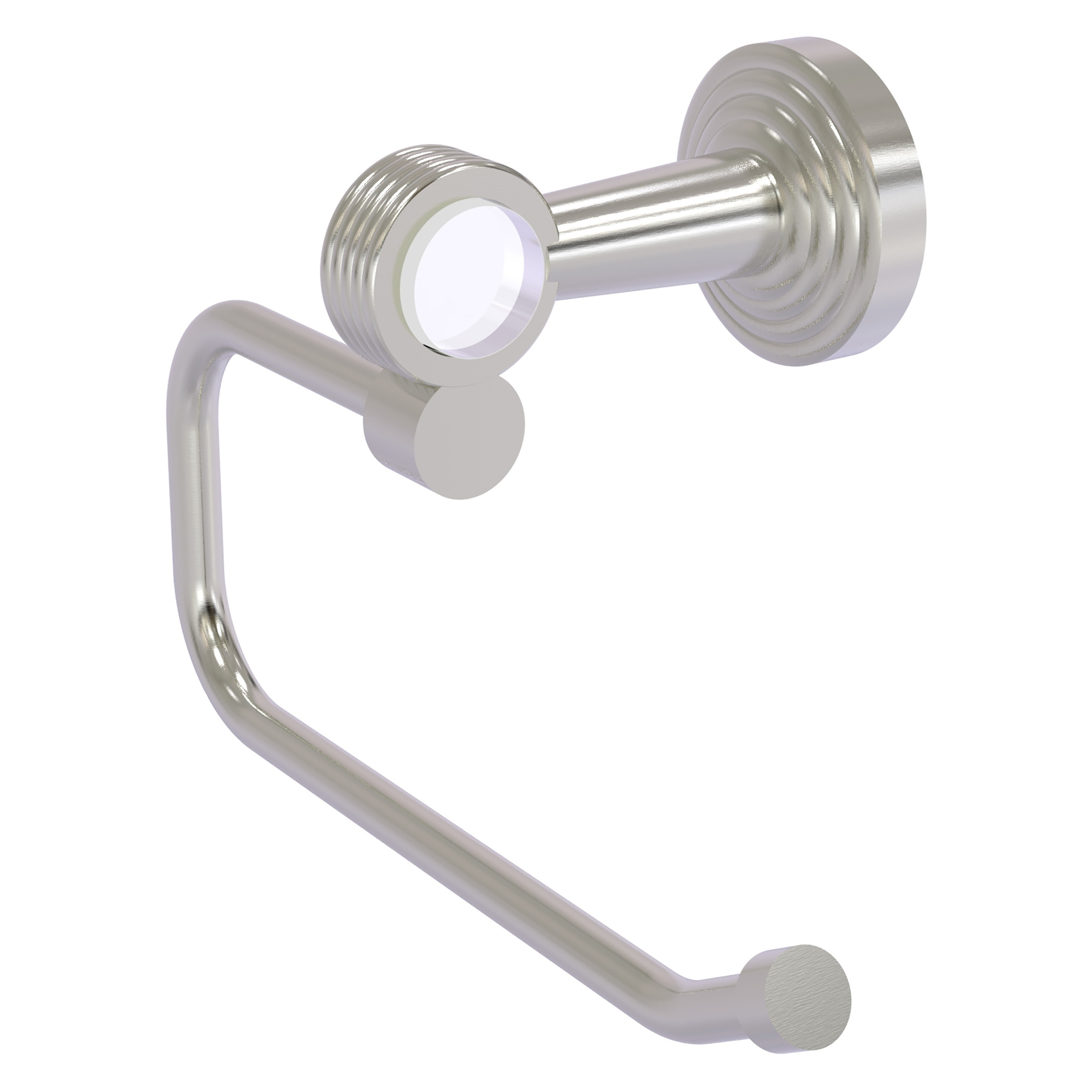 Allied Brass PB-24EG-SN Pacific Beach Satin Nickel Wall mount Single post Toilet Paper Holder 1 -Rolls with Storage