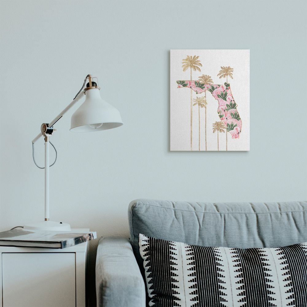 Florida Flamingo and Palm Tree Canvas Wall Art, 16 x 20