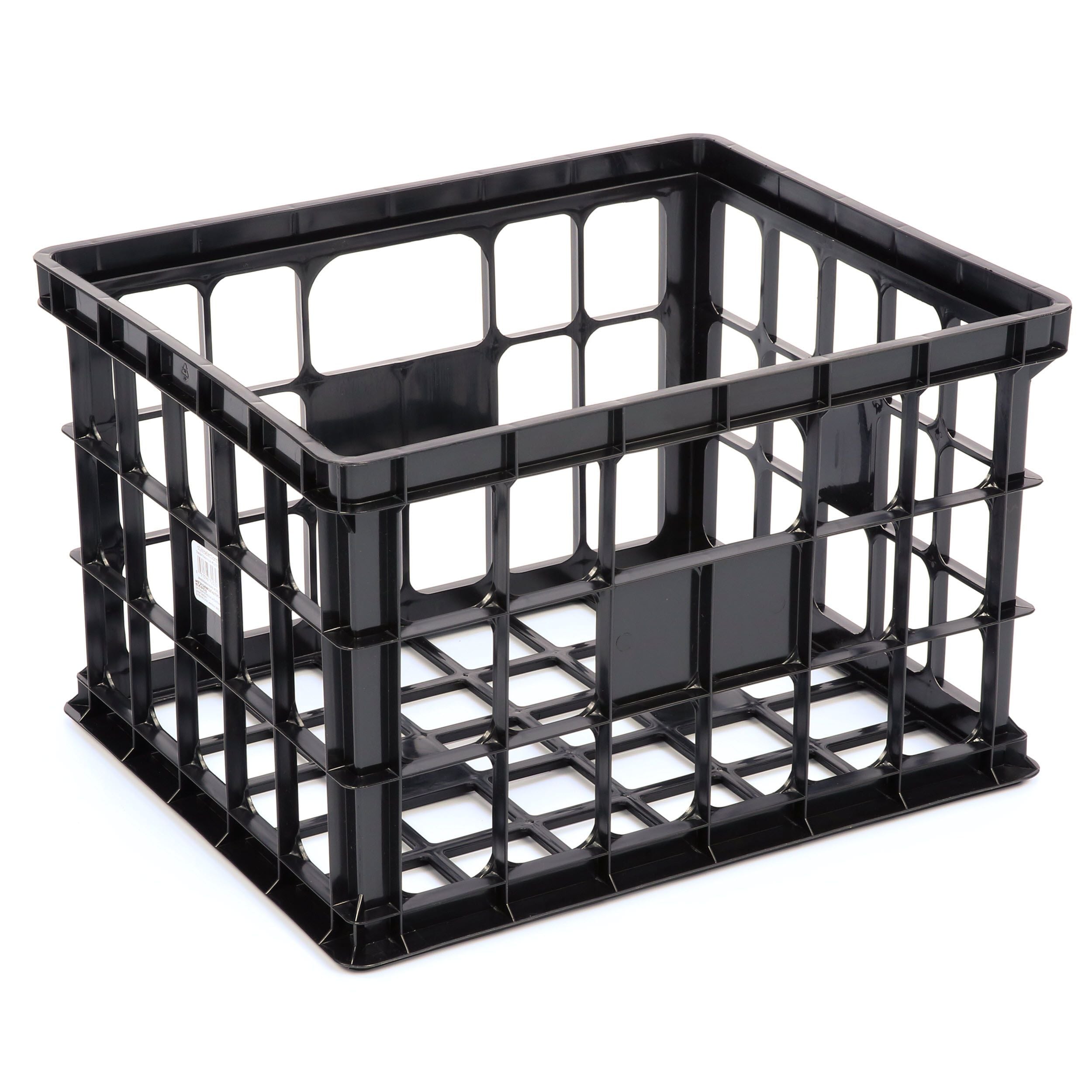 Milk Crate Heavy Duty Black Plastic Storage Container Stackable Bin See Pics 