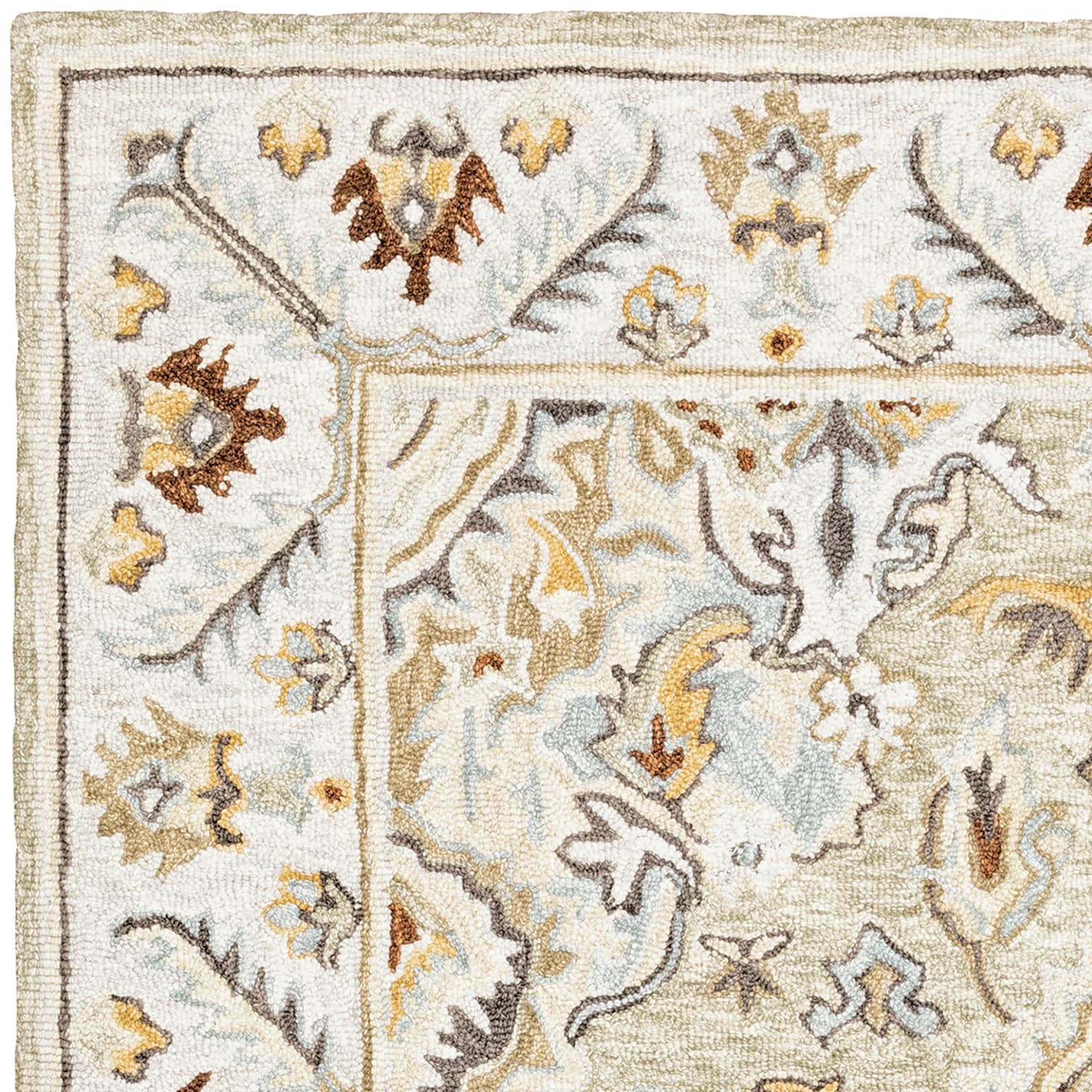 Handmade Brown and White Wool Medallion Rug, 5' x 8'