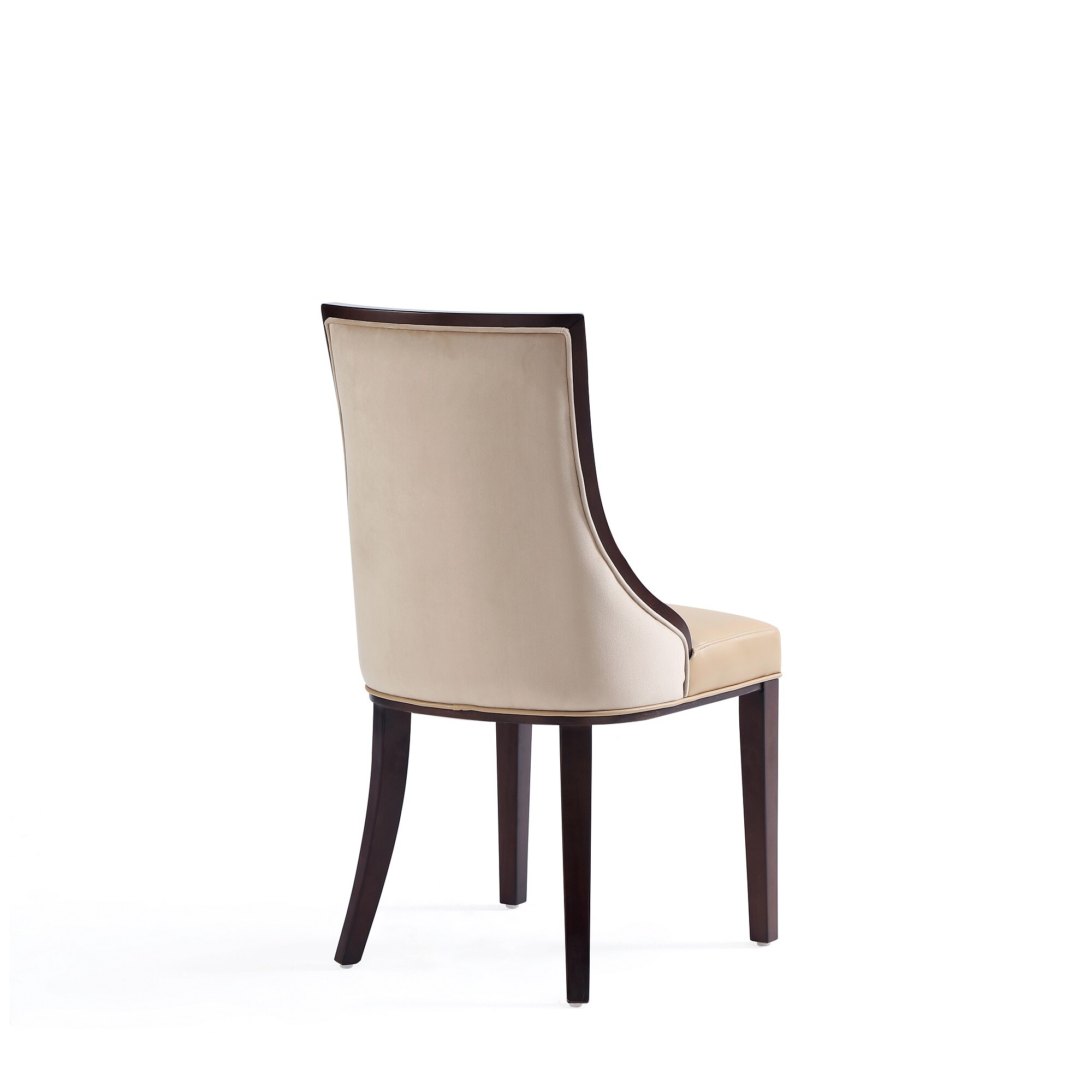 Tan Faux Leather Upholstered Parsons Side Chair with Beech Wood Legs