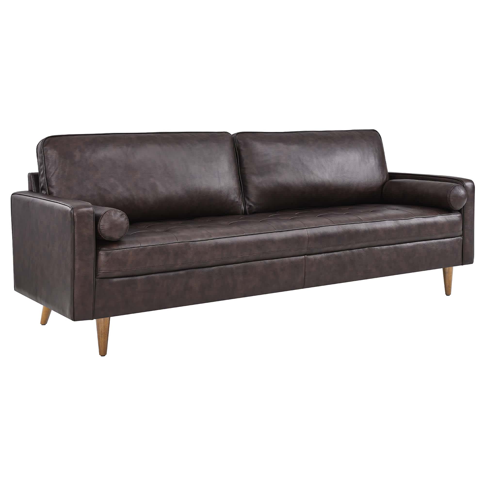 Modway  Valour 88-in Leather Sofa in Brown