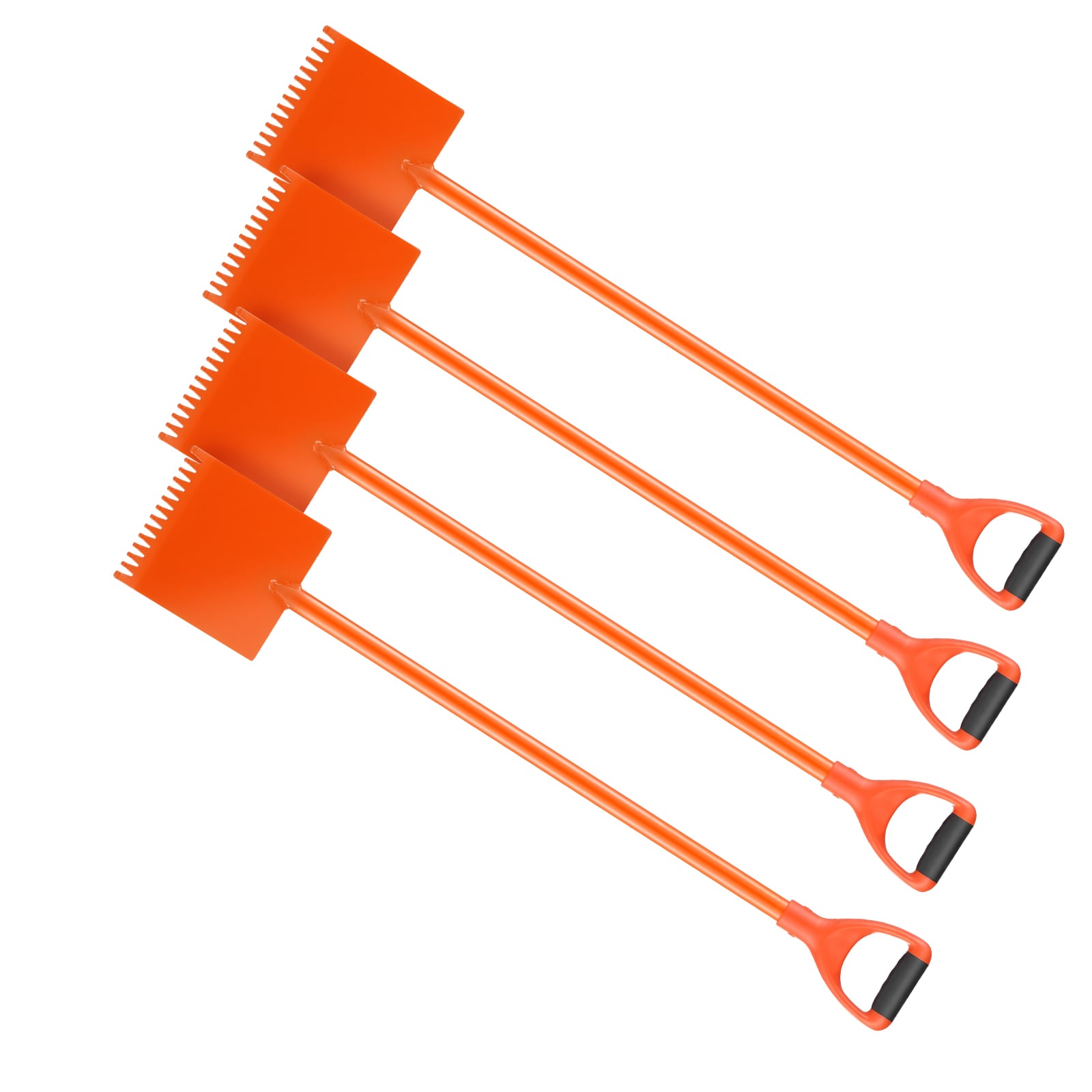 GIVIMO Shingle Shovel 4-Pack D-Grip Handle Roof Ripper 8-in Wide Serrated Blade 46-in Blade Height High-Hardness 45 Steel Quenched and Powder-Coated Orange Finish 88.18-lb Max Load 6.39-lb Each 30.47-in Extended Lever for Shingle Tear-Off
