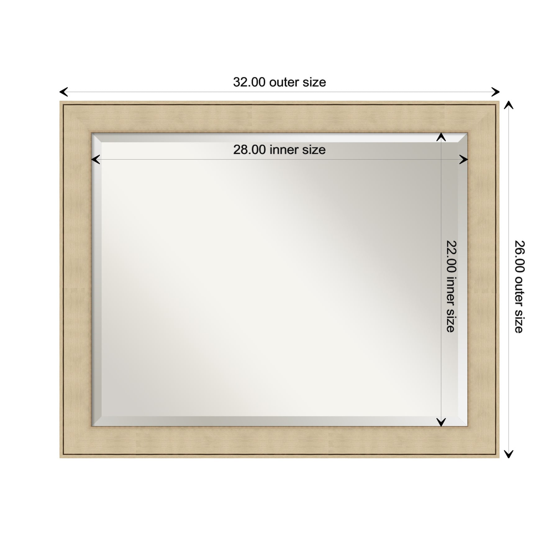 Classic Honey Silver Rectangular Wall Mirror with Polystyrene Frame