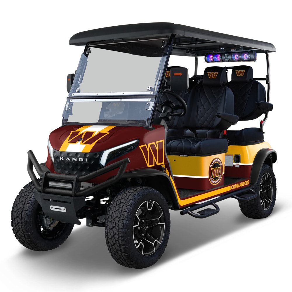 KANDI NFL4PROF-WAS Washington Commanders, 4 Seat Electric Golf Cart with Lithium Battery, Max Speed 20 MPH, NFL Licensed