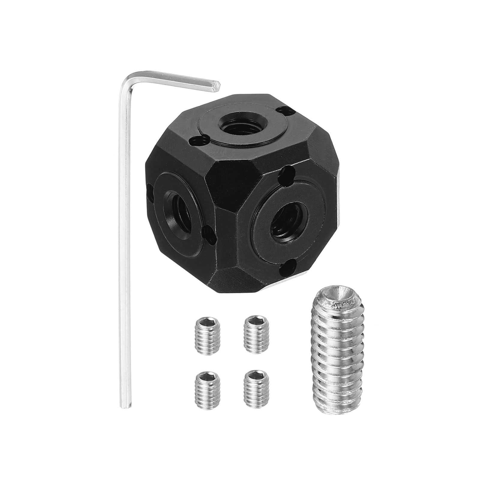 PATIKIL Universal 1/4inch 3/8inch Screw Hole Tripod Adapter Magic Cubic Mount Cube Bracket for Microphone Photography Equipment Accessories Black