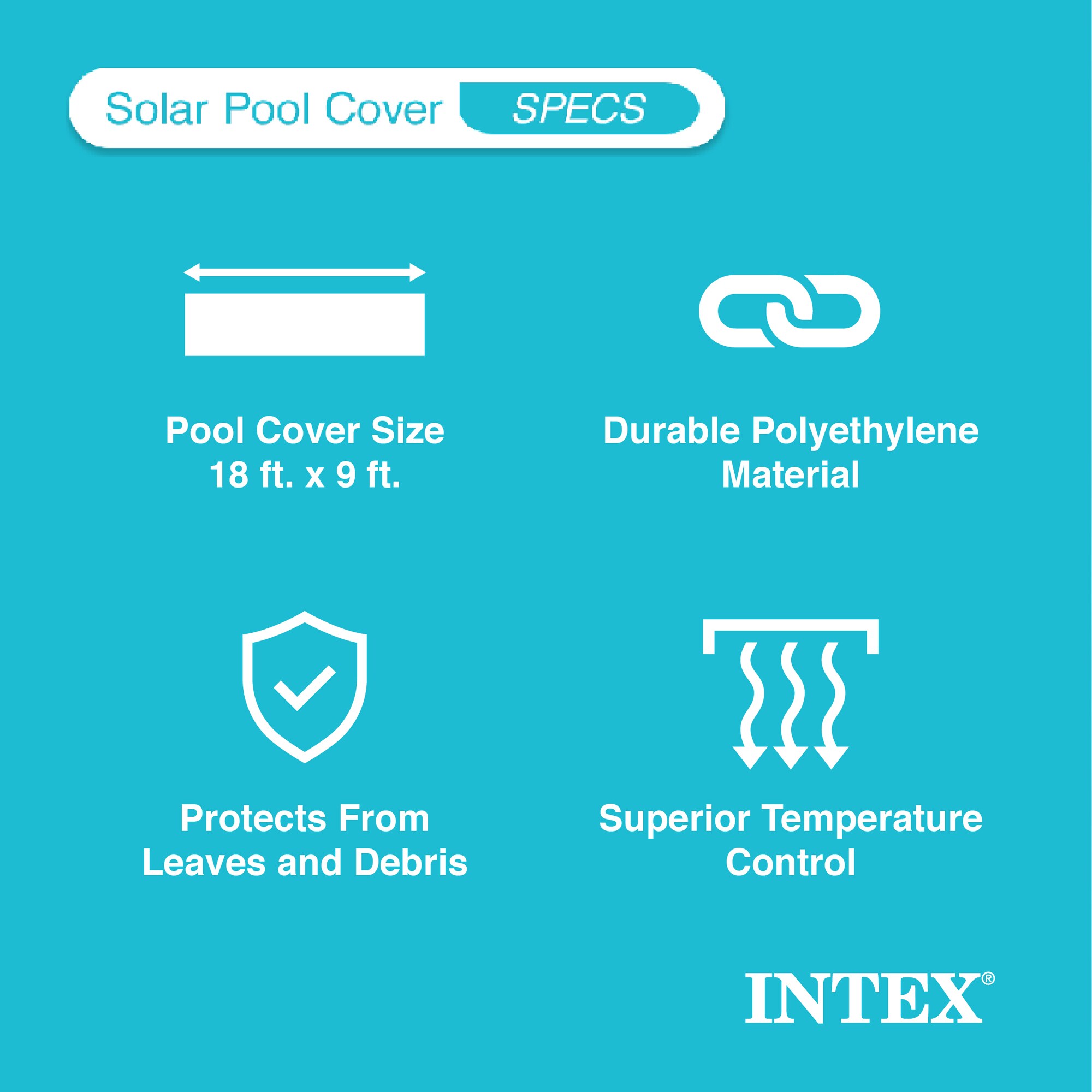 Intex 18-Feet x 9-Feet Polyethylene Solar Rectangle Pool Cover