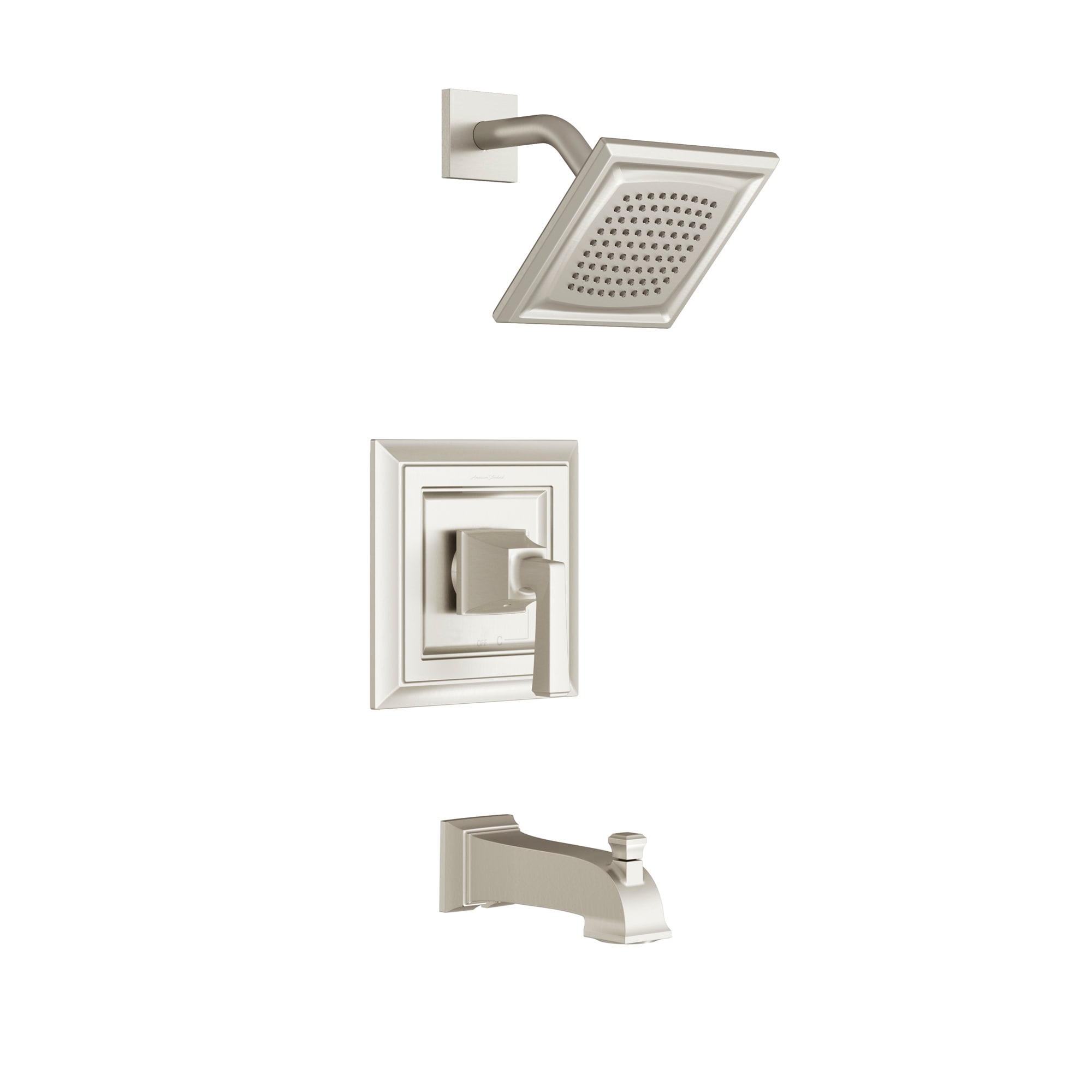 American Standard TU455502.295 Town Square S Brushed Nickel 1-handle Single function 6.31-Inches Square Bathtub and shower Faucet
