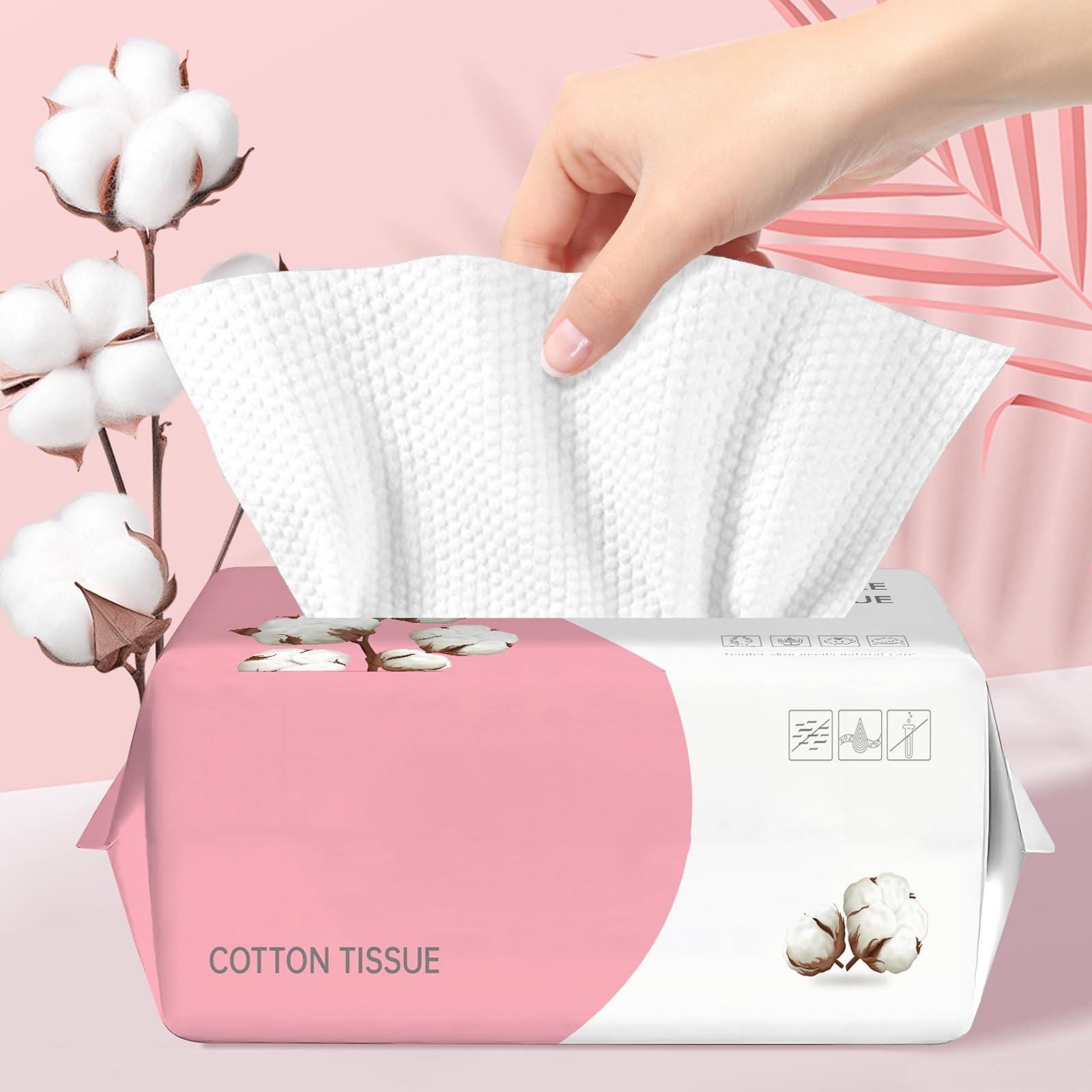 Justincity  100 pack Disposable Face Towel Ultra Soft Thick Biodegradable Washcloths for Sensitive Skin Makeup Remover Dry Wipes Lint Free Multi