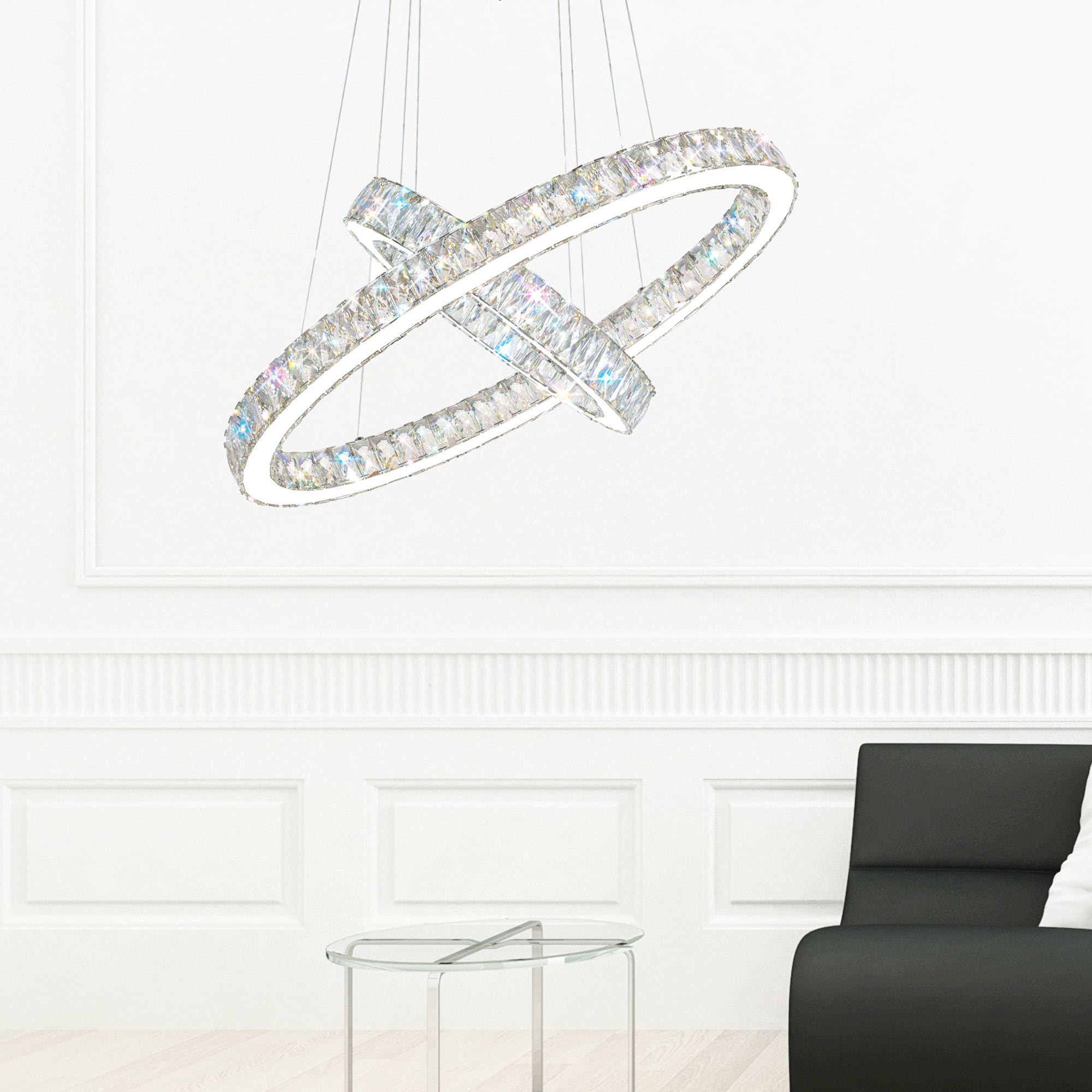 Florence Chrome and Crystal 27-Inch LED Chandelier