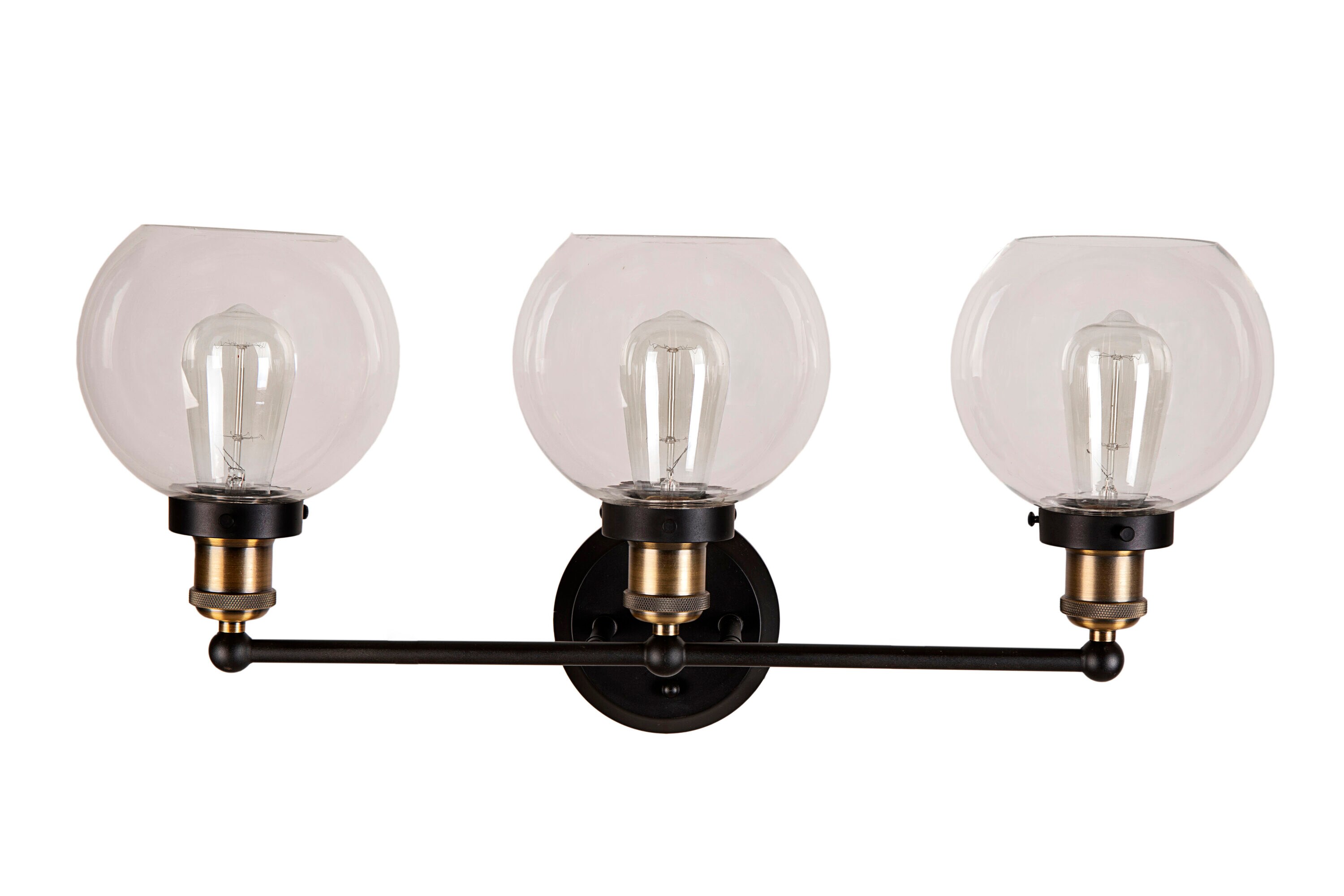 Antique Bronze 3-Light Vanity Fixture with Clear Glass Shades