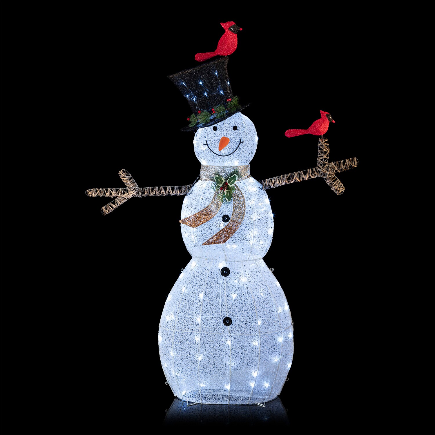 Alpine Corporation 74-in Snowman Free Standing Decoration with White LED  Lights