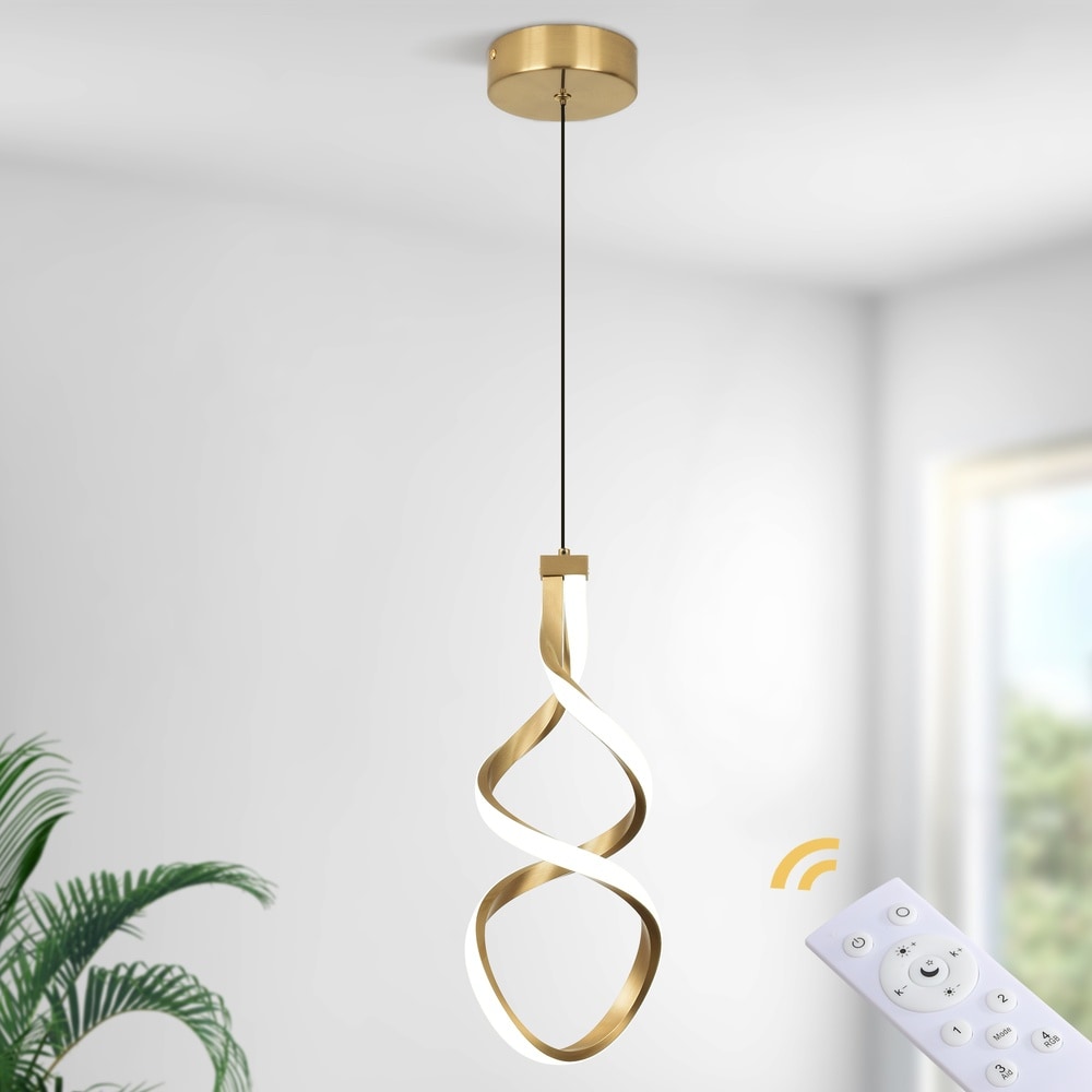 Henveton Jasslynn 15W Modern Gold Integrated LED Pendant Lights for Kitchen Island Dimmable Dining Room Lights