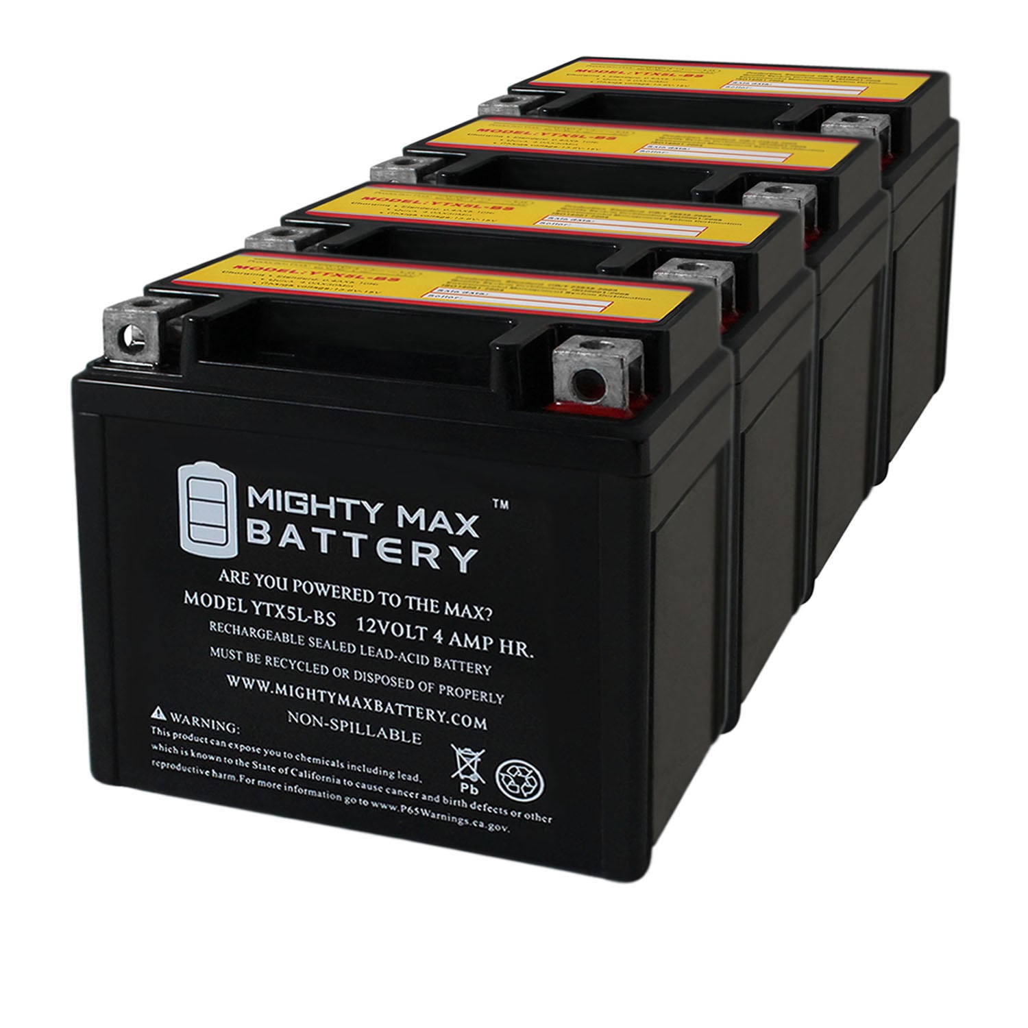 Mighty Max Battery MAX3889297 YTX5L-BS for AutoCraft Power Sport Rechargeable Sealed lead acid 1240 Backup power Batteries 4 -Pack