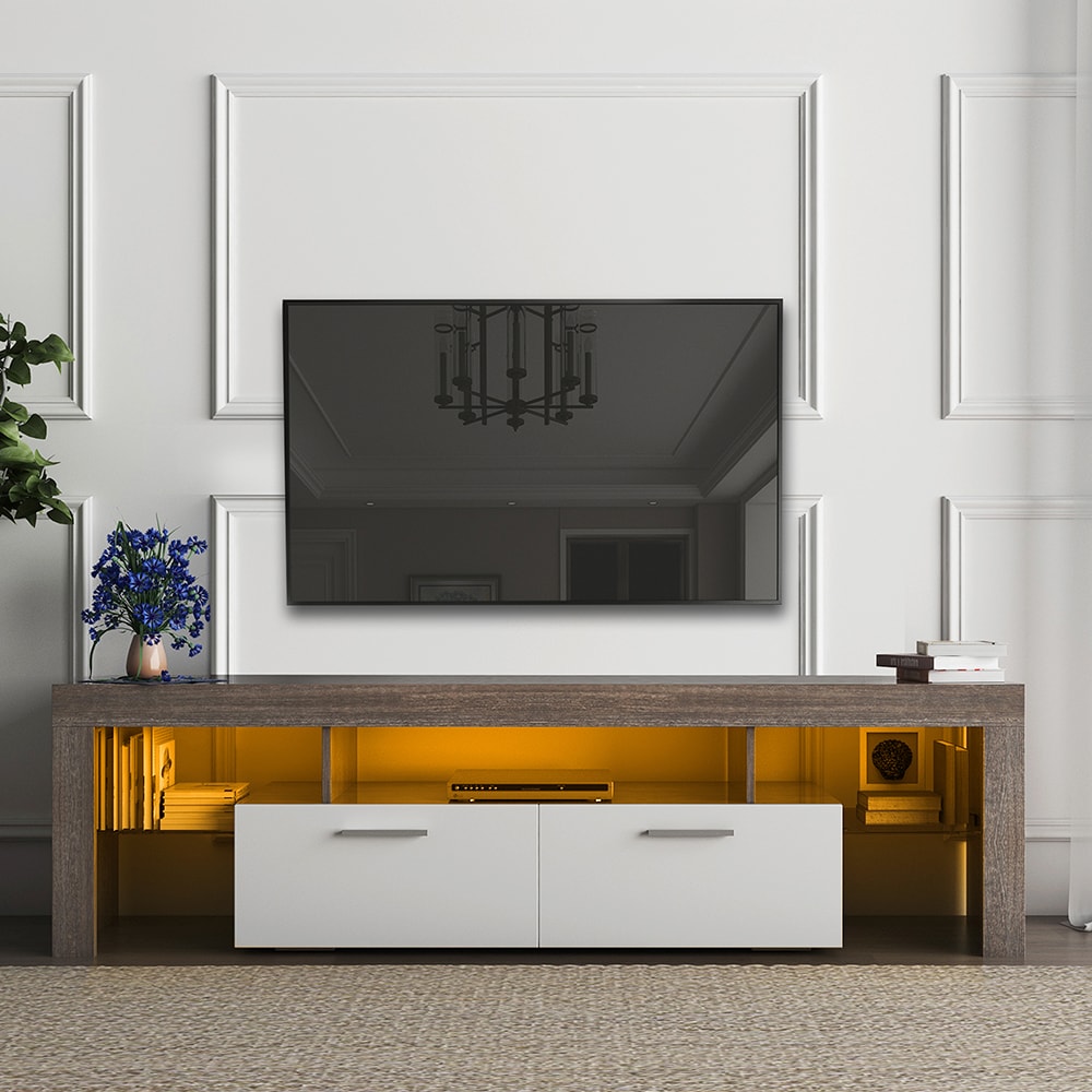Sunrinx Brown+White Tv Stand (Accommodates TVs up to 65-in) in the TV ...
