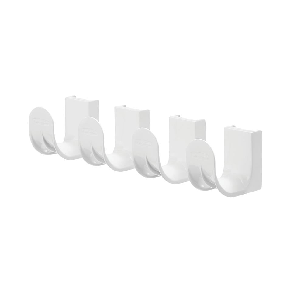 Rubbermaid 1954972 FastTrack 1.09-in x 1.74-in x 2.114-in White 4-Piece Steel Hooks