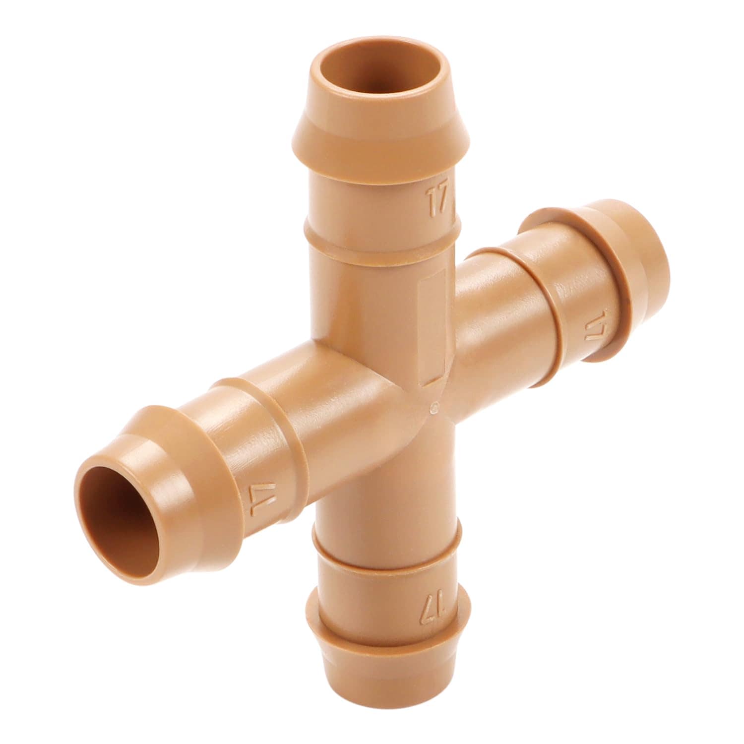 ITOPFOX  16 pack drip irrigation cross fittings for Half inch tubing four way barbed connectors for garden beds patio lawn greenhouse durable UV