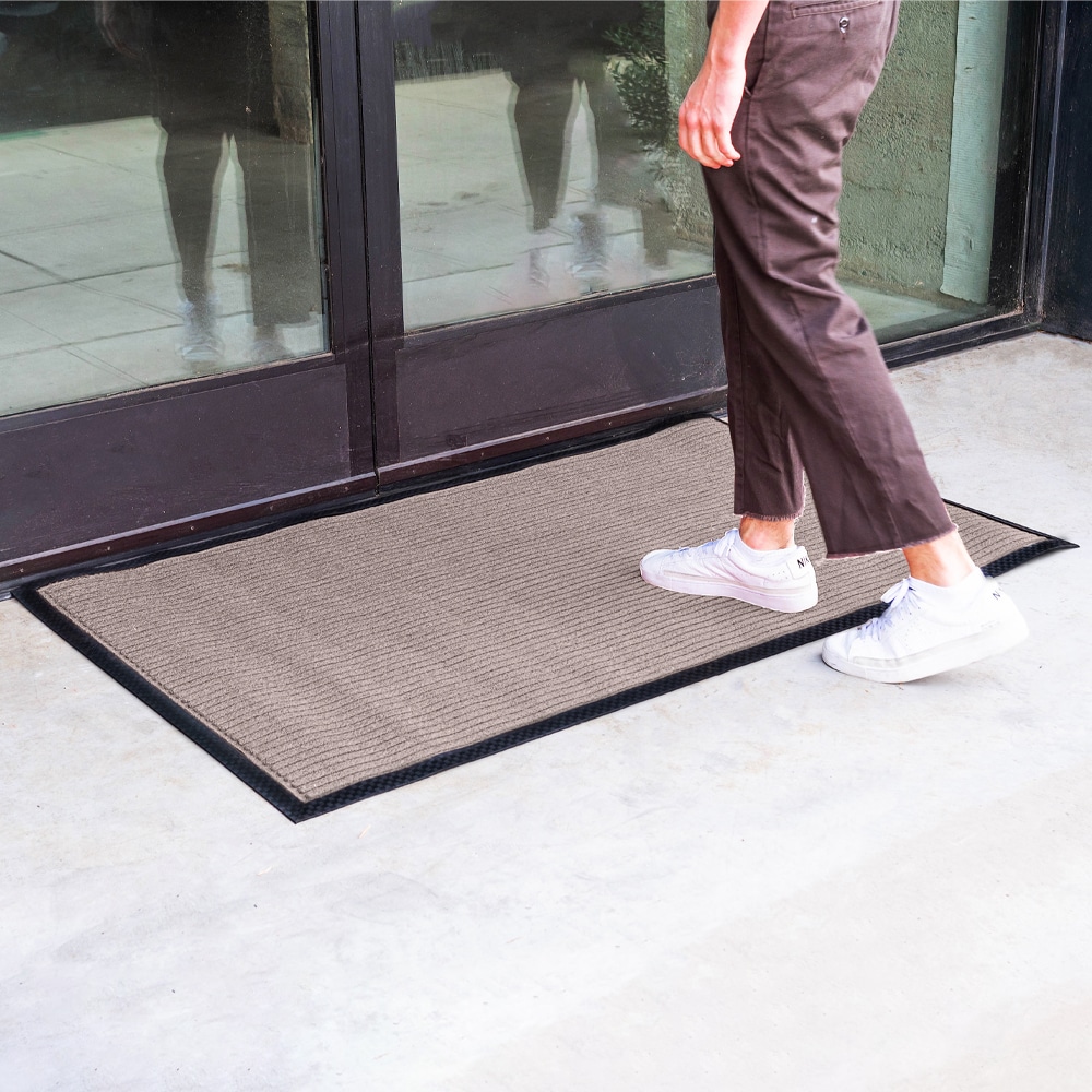 Mohawk Home Striped Utility Mat Brown Indoor/Outdoor 36 in. x 48 in. Utility Door Mat