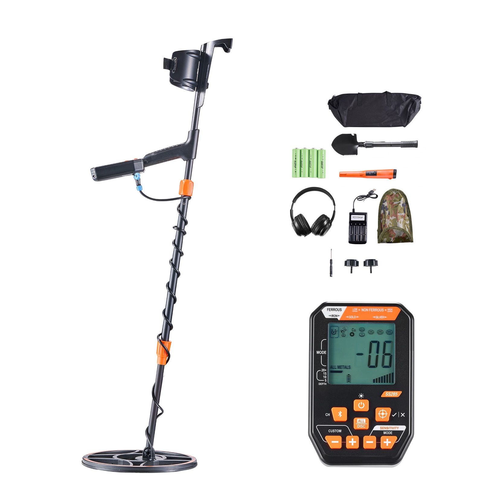 GIVIMO 12-in Waterproof Metal Detector with 7.2-kHz Frequency IP68 Full-Body Sealing and Wireless Headphones
