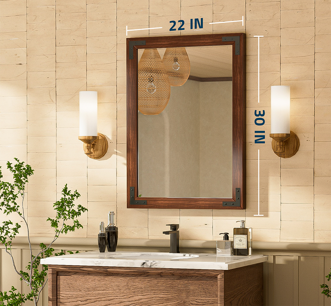 Rectangular Gold Aluminum Framed Bathroom Vanity Mirror 22x30