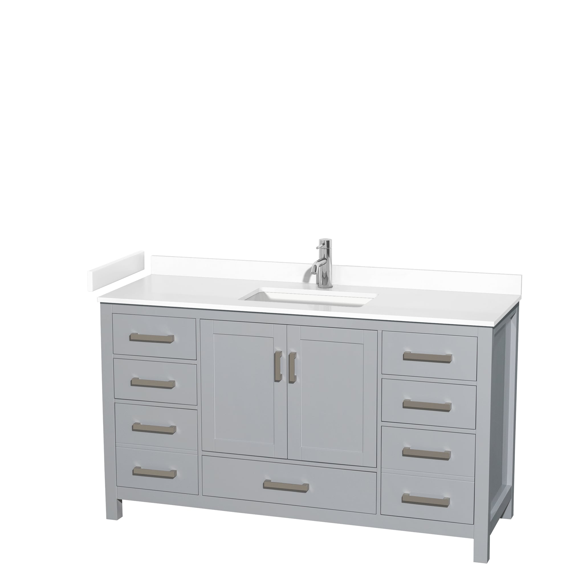 Wyndham Collection WCS141460SGYWCUNSMXX Sheffield 60-in Gray with Brushed Chrome Trim Undermount Single sink Bathroom Vanity with White Cultured Marble Cultured marble Top