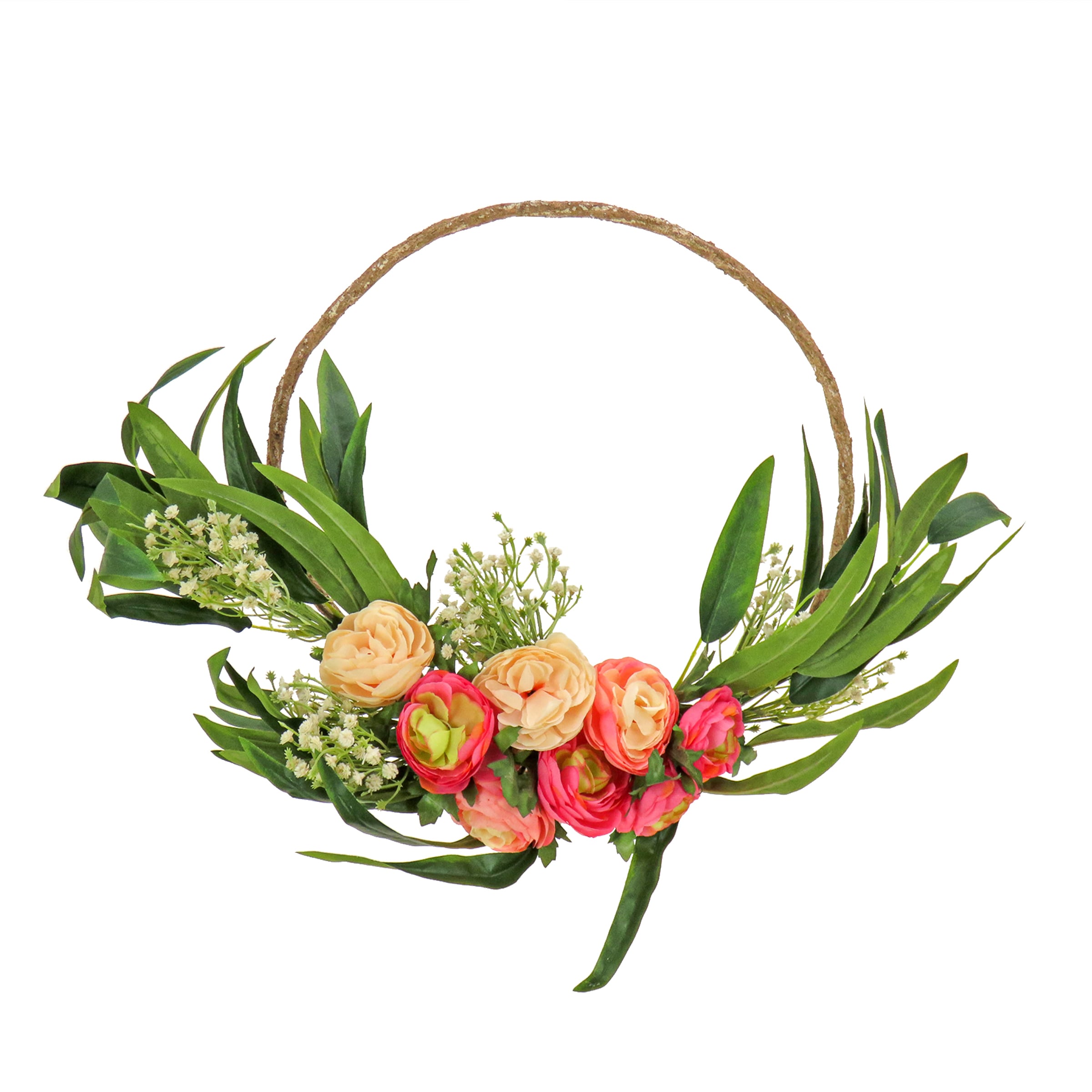 National Tree Company DL87-45F22168-1 15-in Pink Indoor/Outdoor Hanging Wreath Artificial wreath