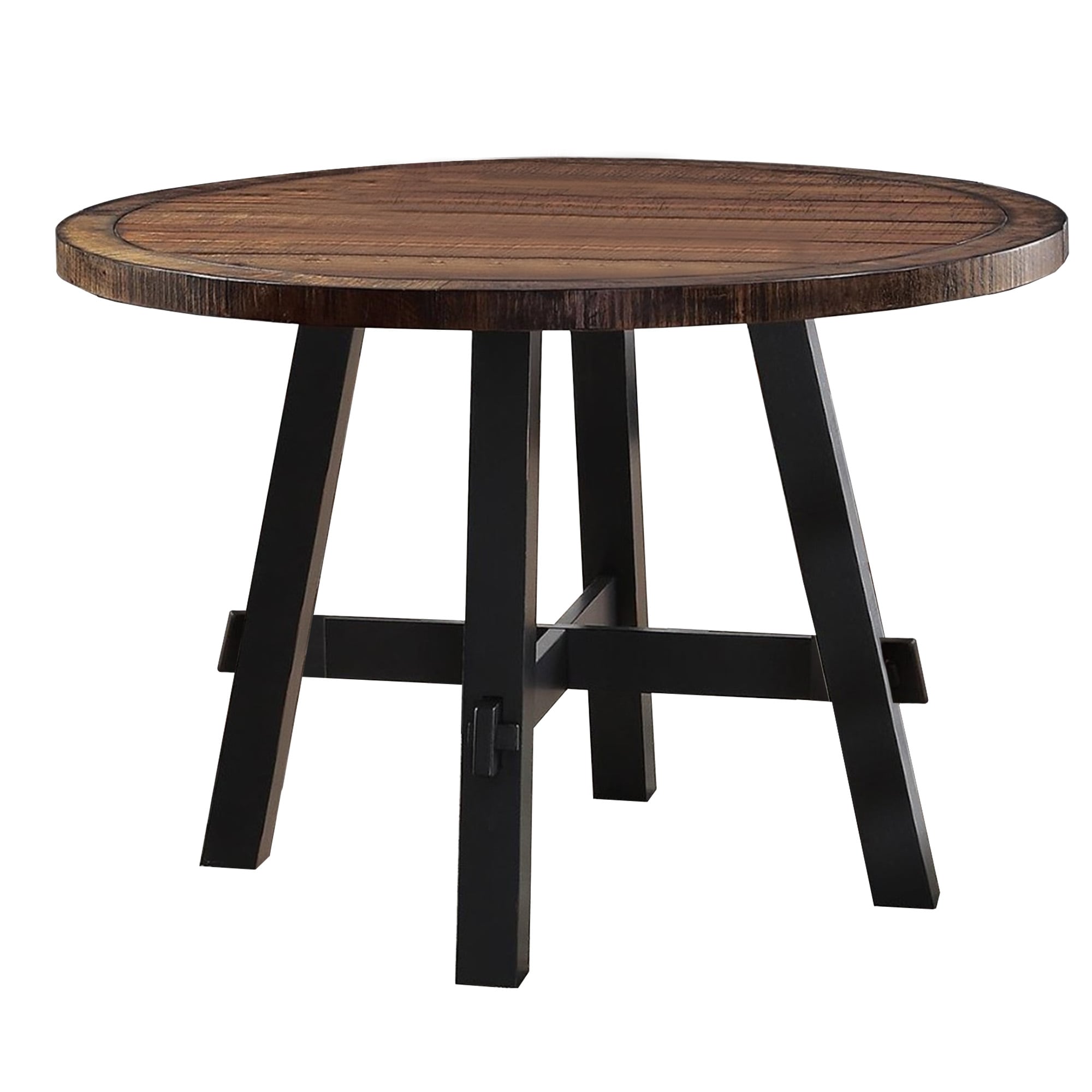 Benzara BM171292 Brown Round Contemporary/Modern Counter Table, Wood Base 48-in L x 30-in H
