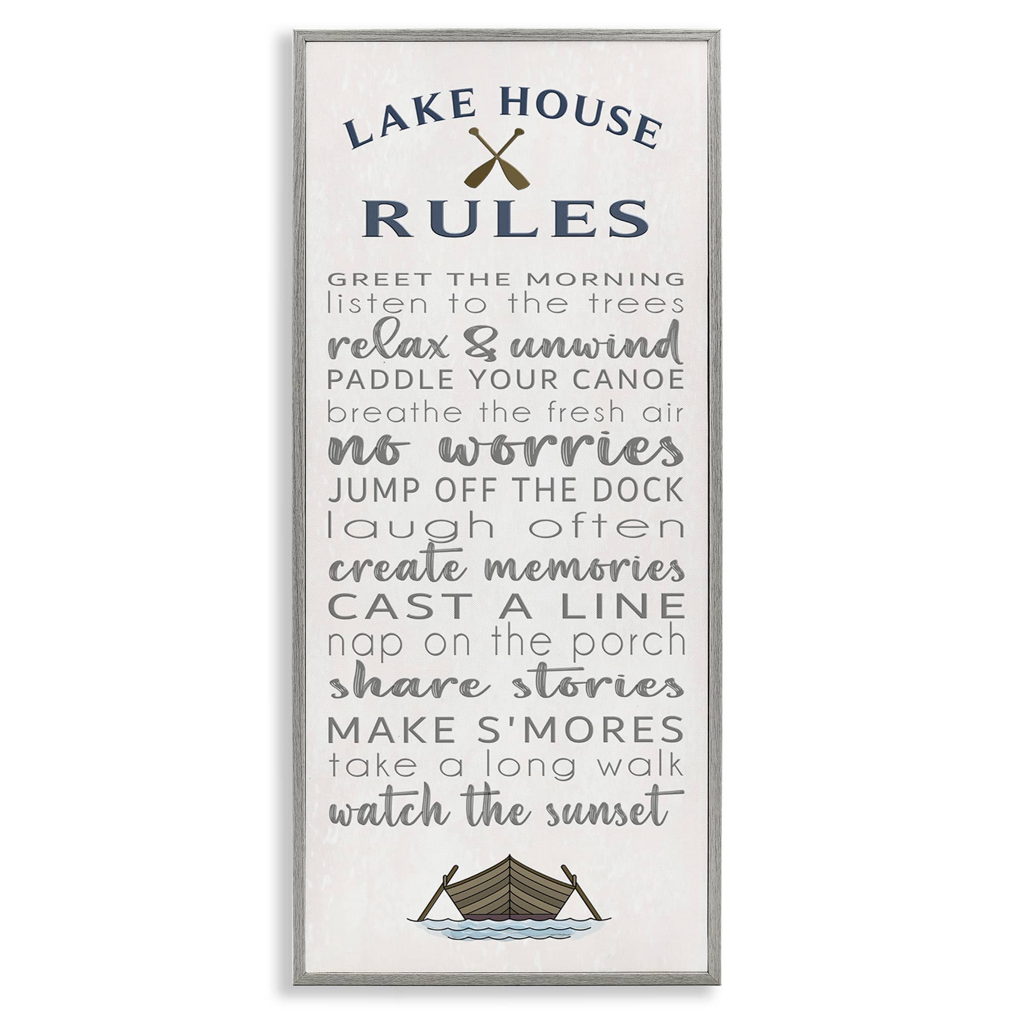 Stupell Industries BT-583-GFF-13X30 Fun Lake House Rules Framed Giclee design by Seven Trees Design