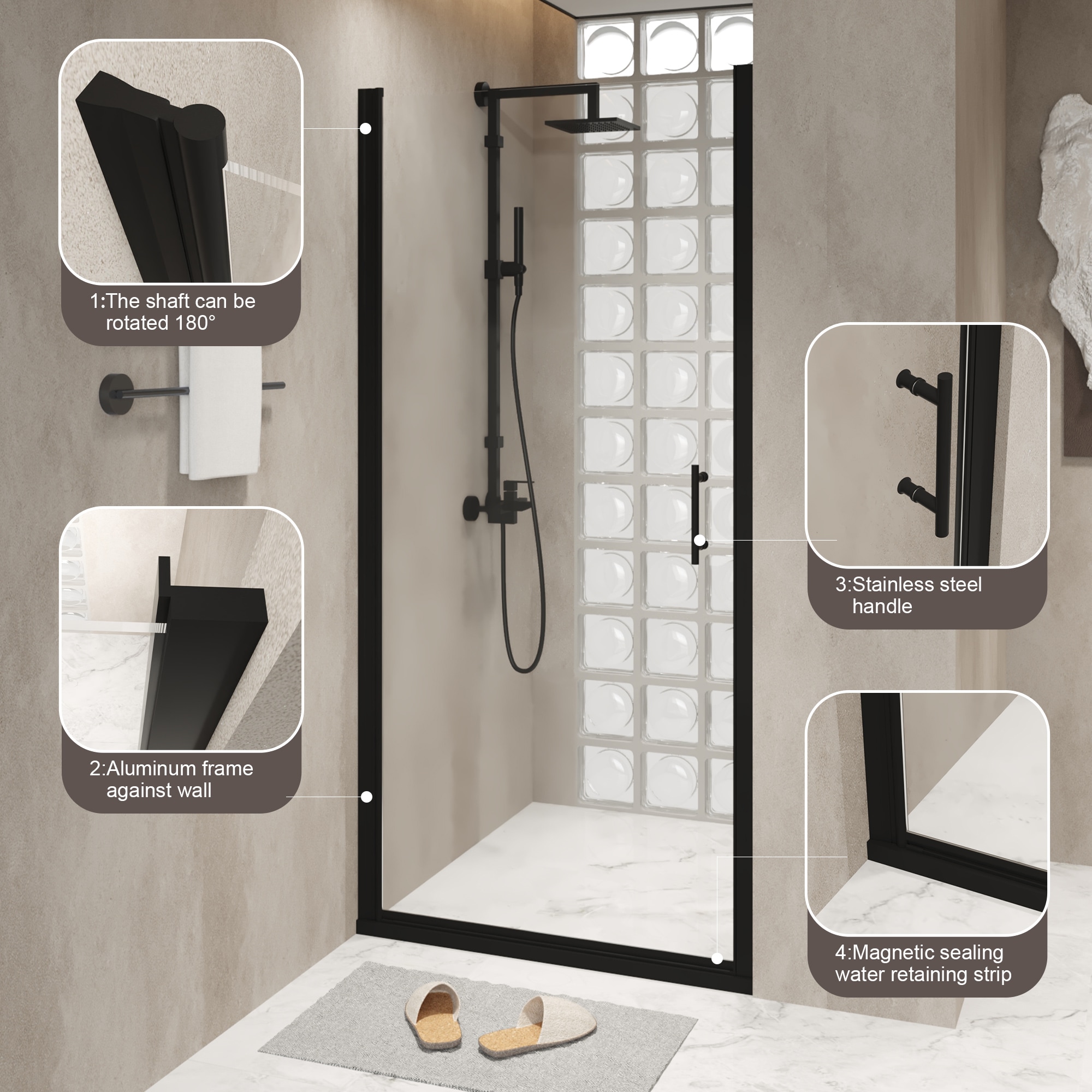 Forclover CBF-SD3472PVMB Shower-Doors - View #3