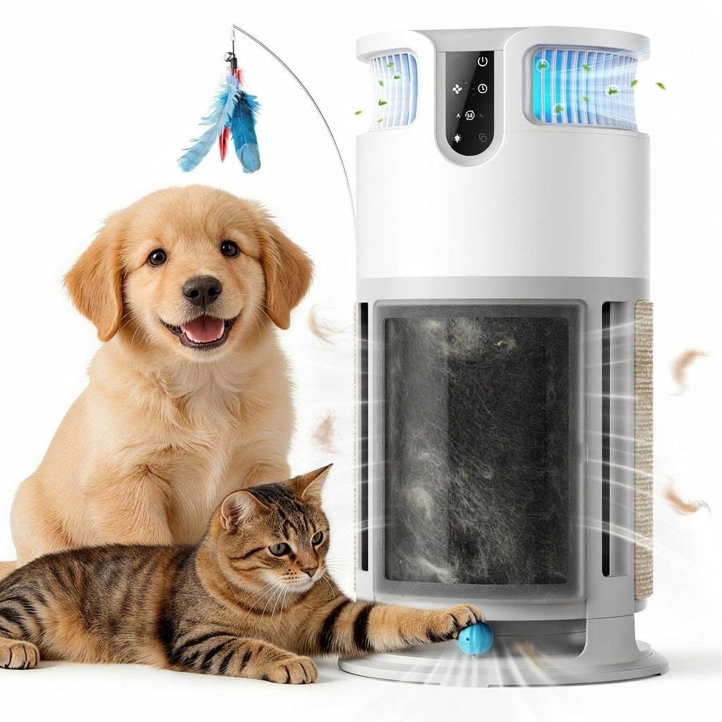 Anqtovp Pet Air Purifier 1 Piece for Large Room 3000 sq ft H13 HEPA Washable Filter 360 Degree Airflow PM2.5 Monitor Removes Pet Hair Odor Smoke Dust #LAN0427U27