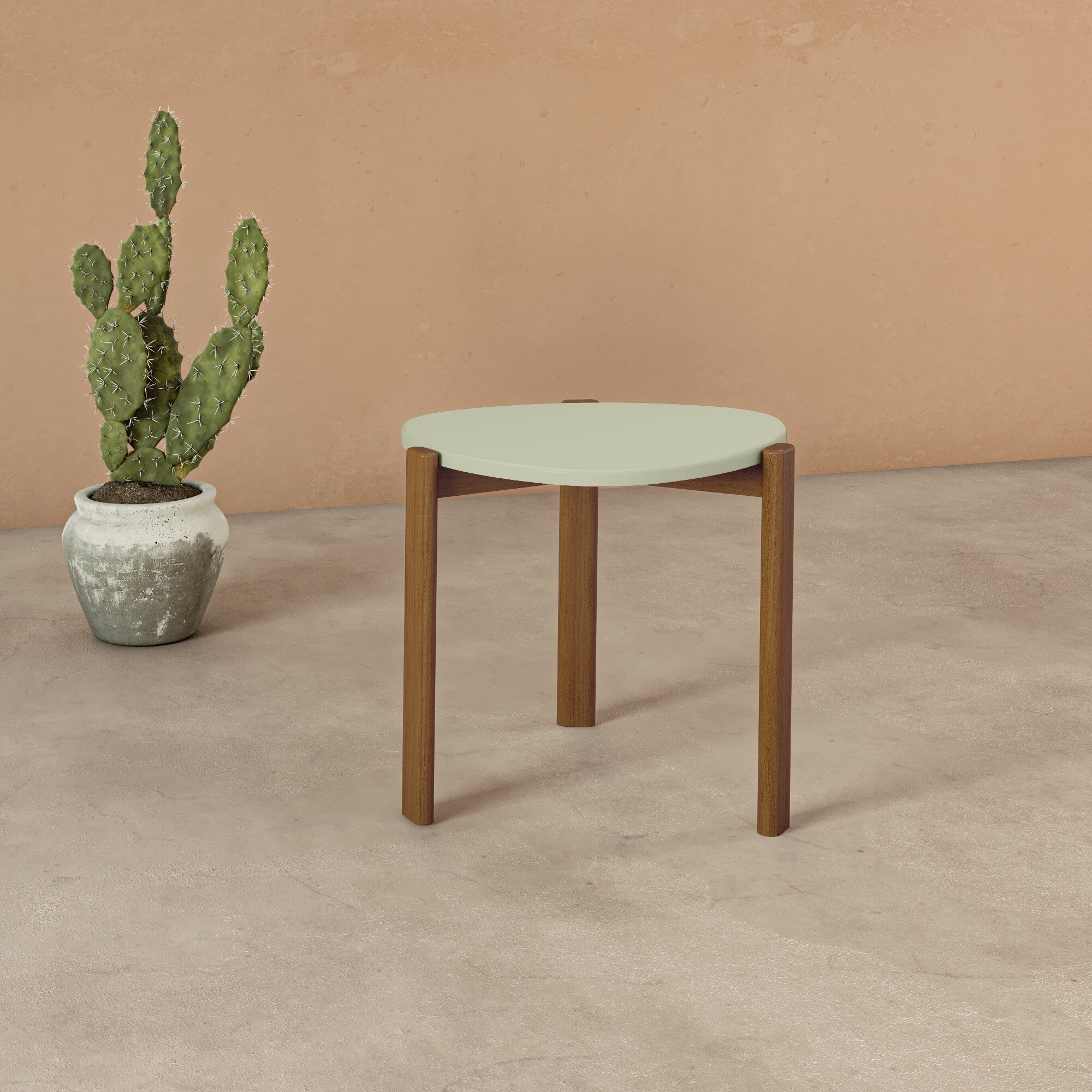 Manhattan Comfort ET-82742-GR 18.11-in W x 17.32-in H Pistachio Green Composite Oval Modern End Table Assembly Required