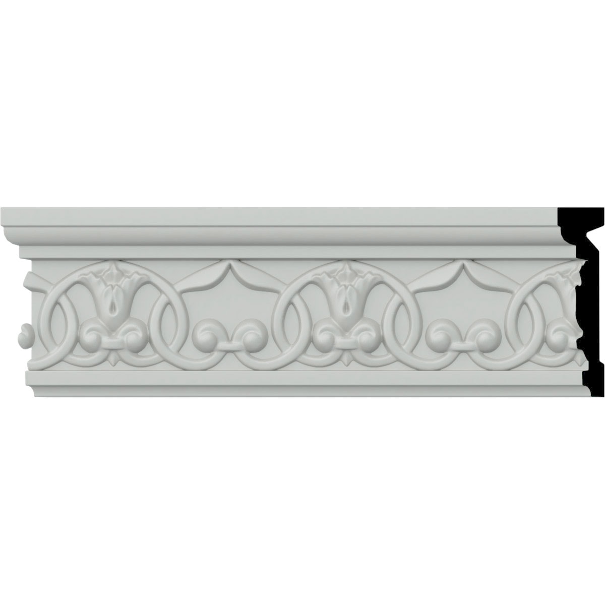 Ekena Millwork CHA04X01VE-CASE-12 Versailles Flower Blossom 1-in x 4-in x 7-ft 10-1/2-in Primed Polyurethane Chair Rail Moulding 12 -Pack