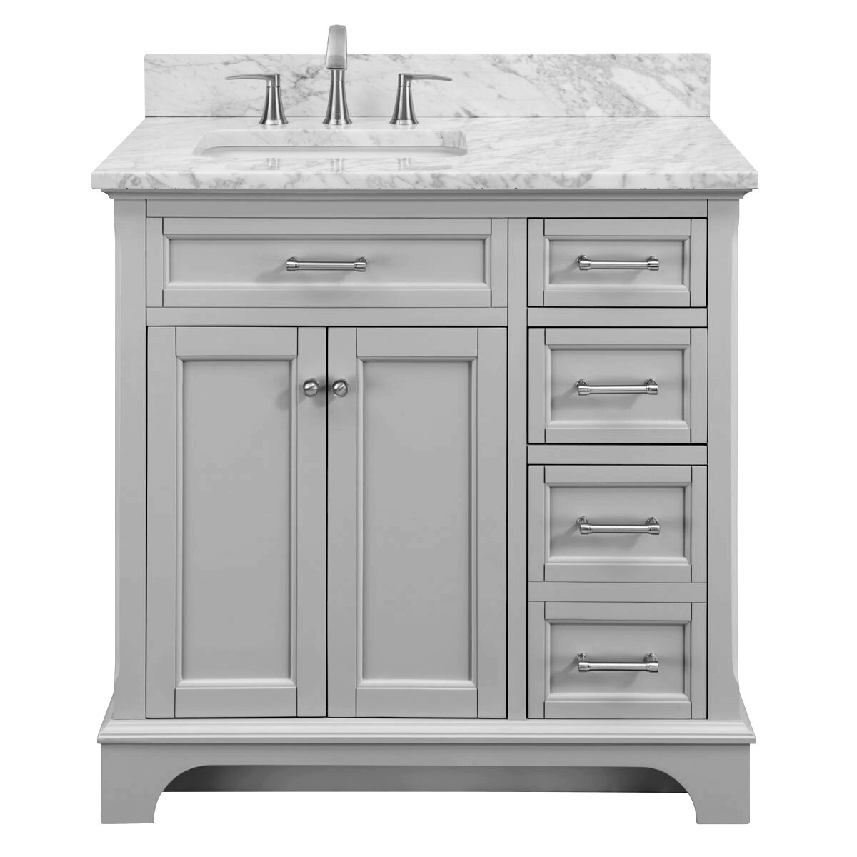 allen + roth Roveland 36-in Light Gray Undermount Single Sink Bathroom Vanity with Carrara Natural Marble Top