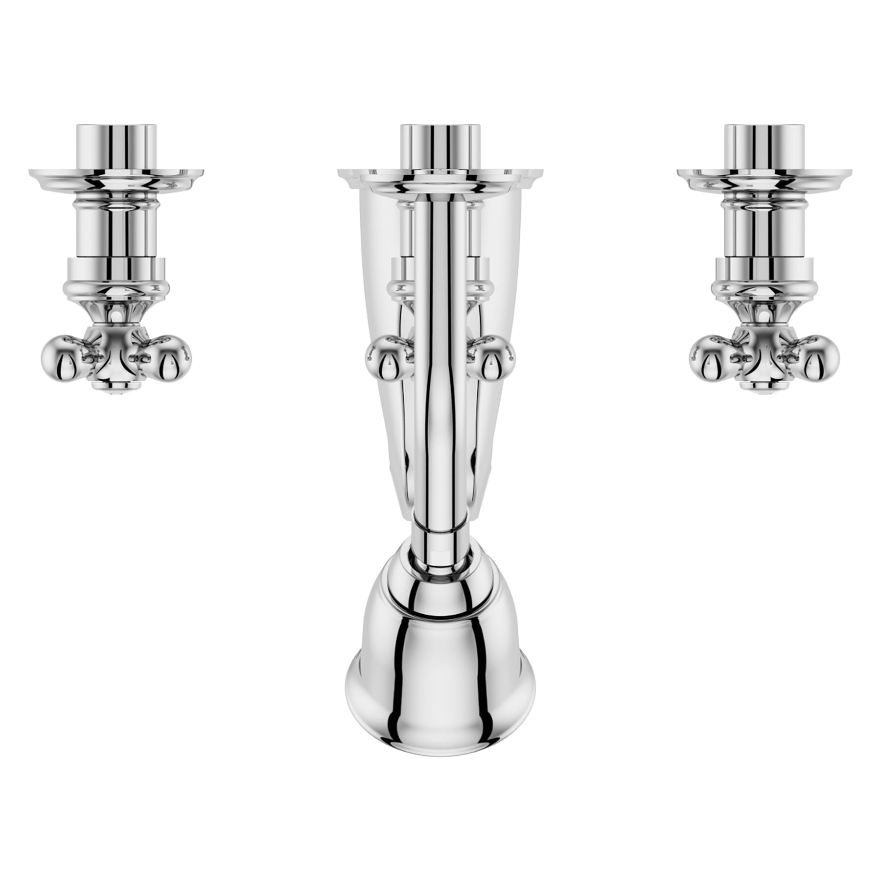 Polished Chrome Wall Mounted 3-Handle Tub and Shower Faucet