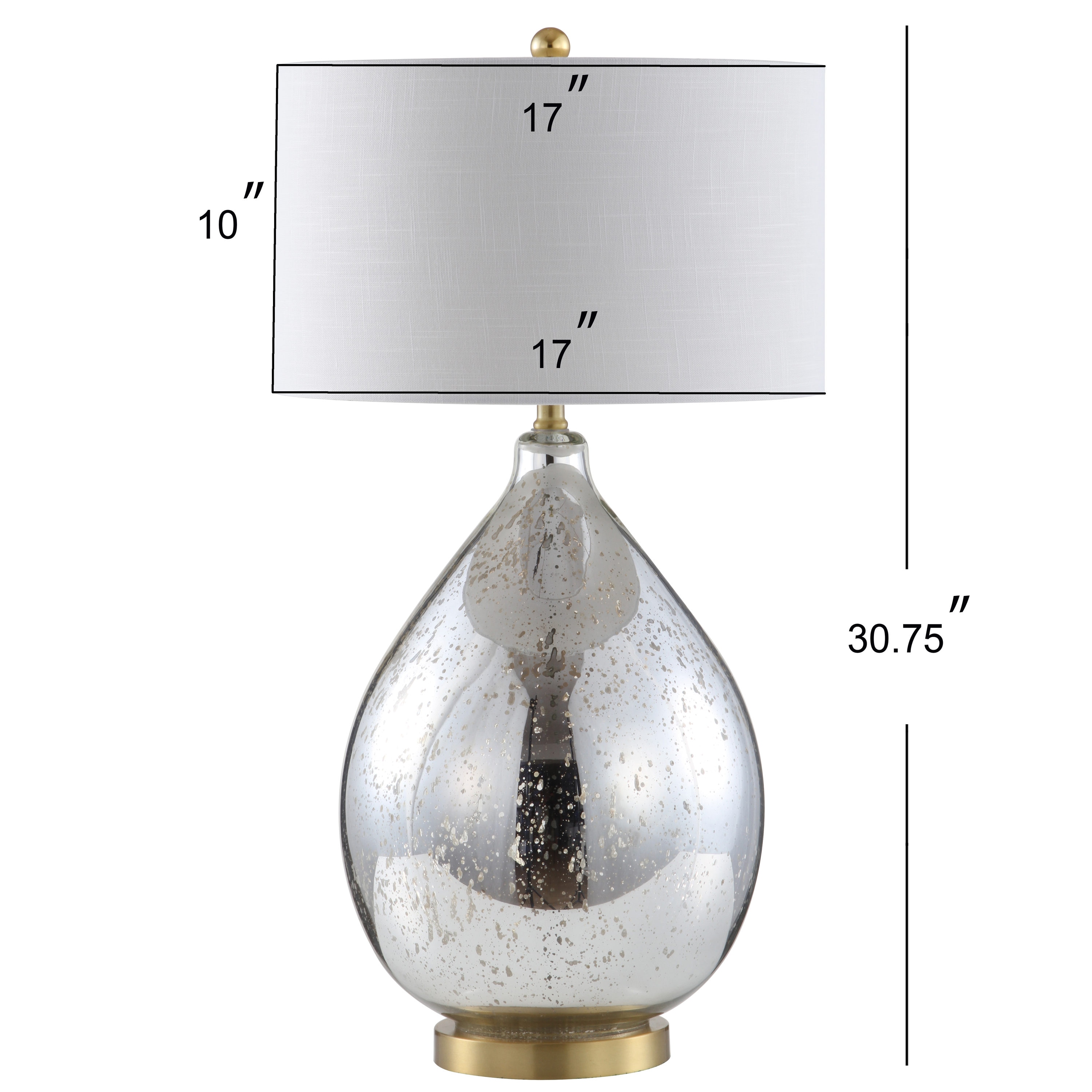 Oversized White and Brass Teardrop Table Lamp with Linen Shade