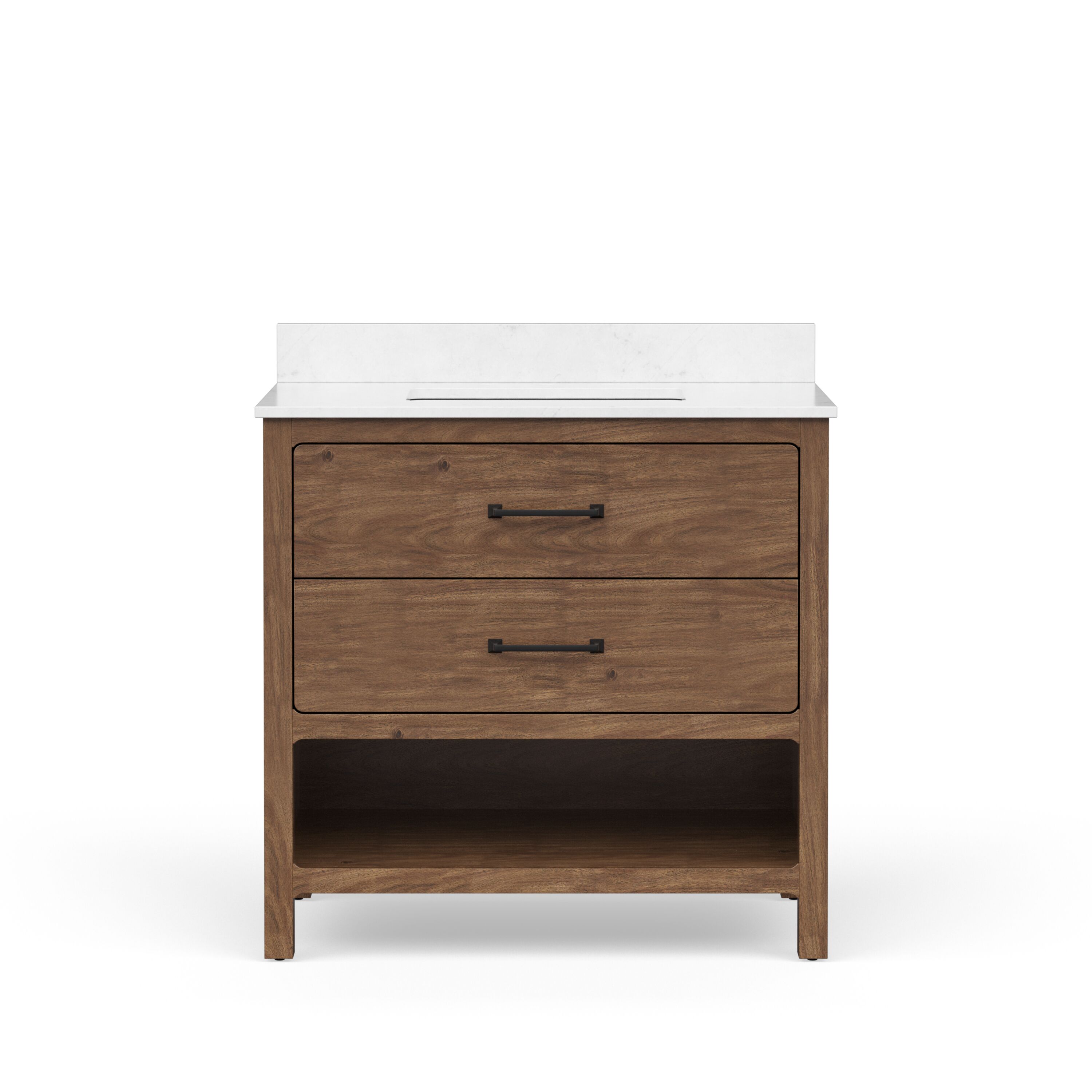 Allen + Roth Lenhart 36-in Warm Walnut Undermount Single Sink Bathroom 