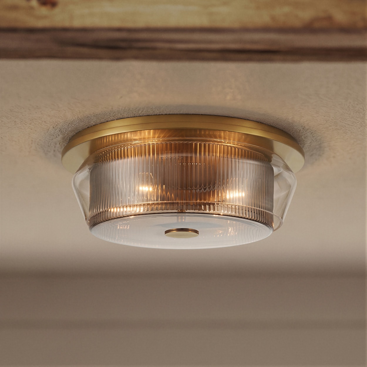 Minka Lavery Kiruna 17-in Legacy Brass Indoor 4 -Light Flush Mount Light with Clear Glass