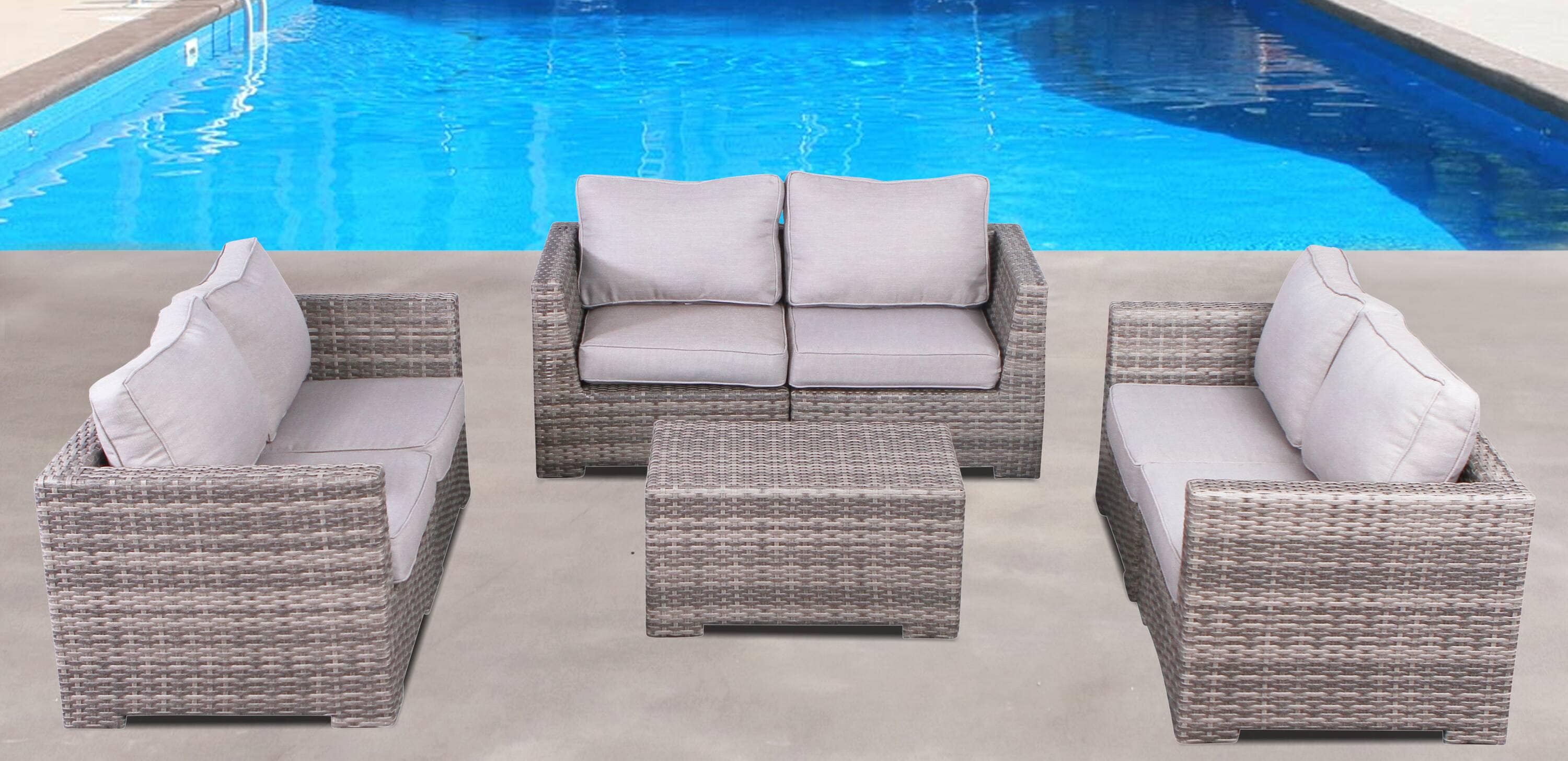 Living Source International CM-3110 Patio Rectangle Wicker Outdoor Balcony 66-in W x 68-in L