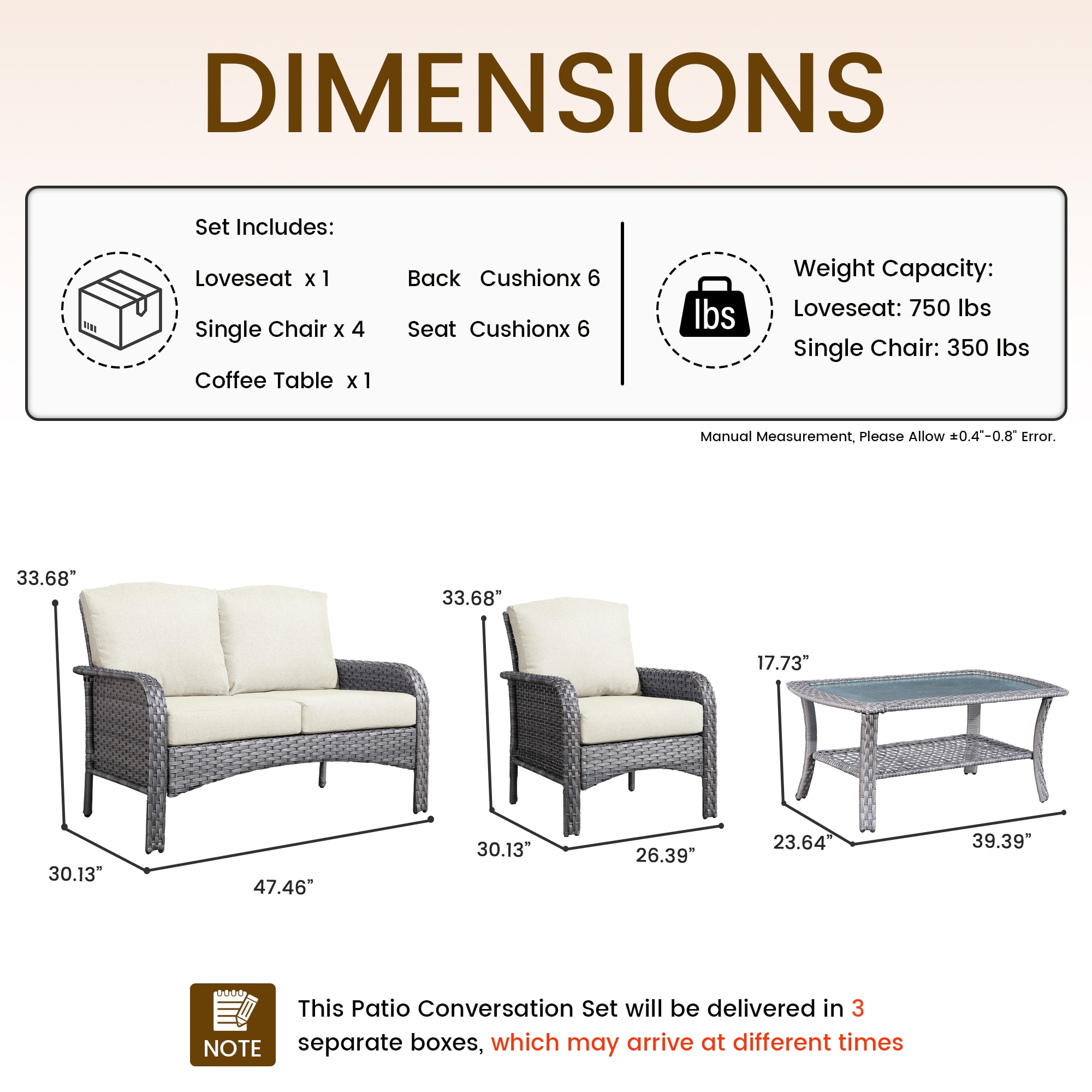weaxty HMBYM307BRS603 Patio-Conversation-Sets - View #6
