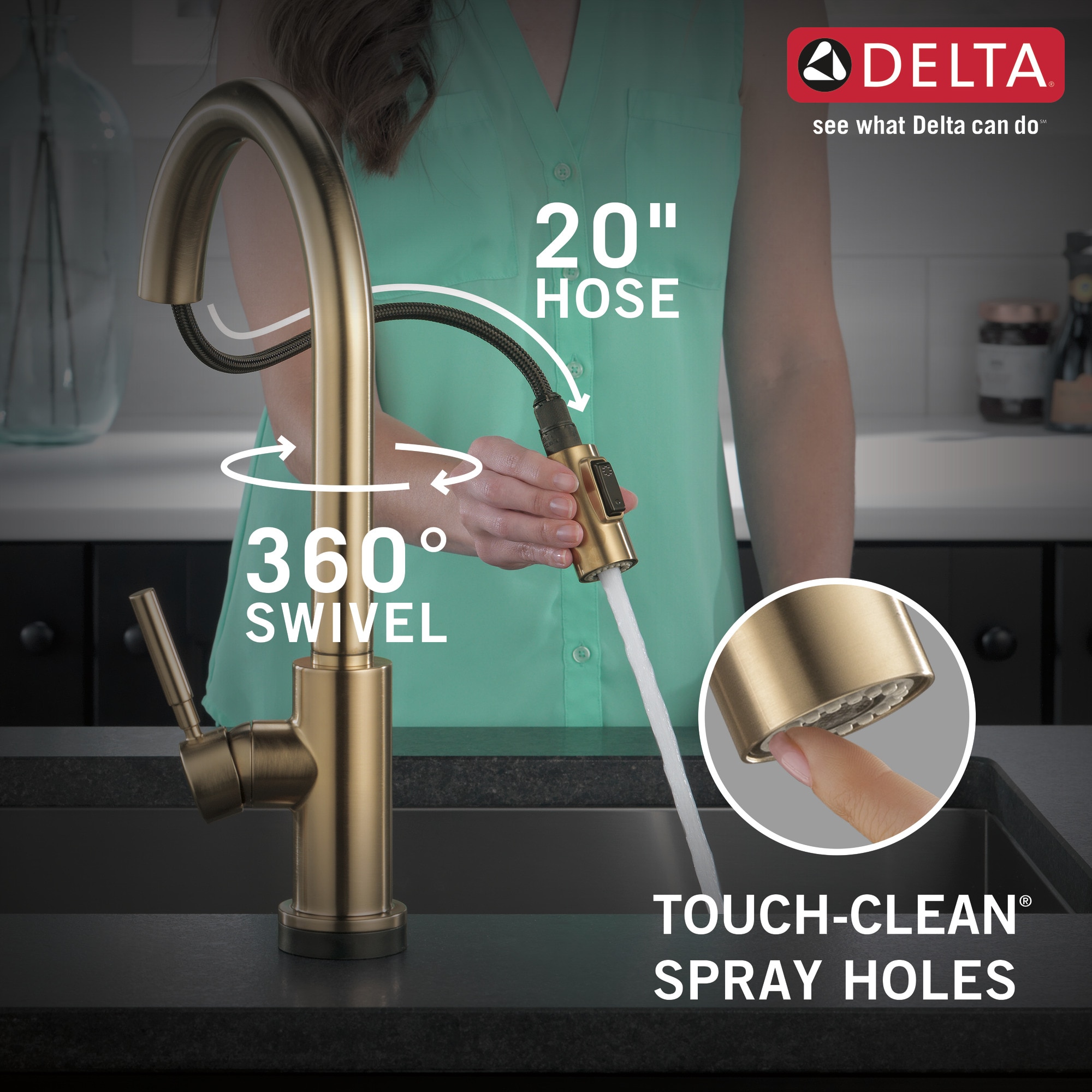 Delta Trask Touch2O Champagne Bronze 2 handle Pull down Touch