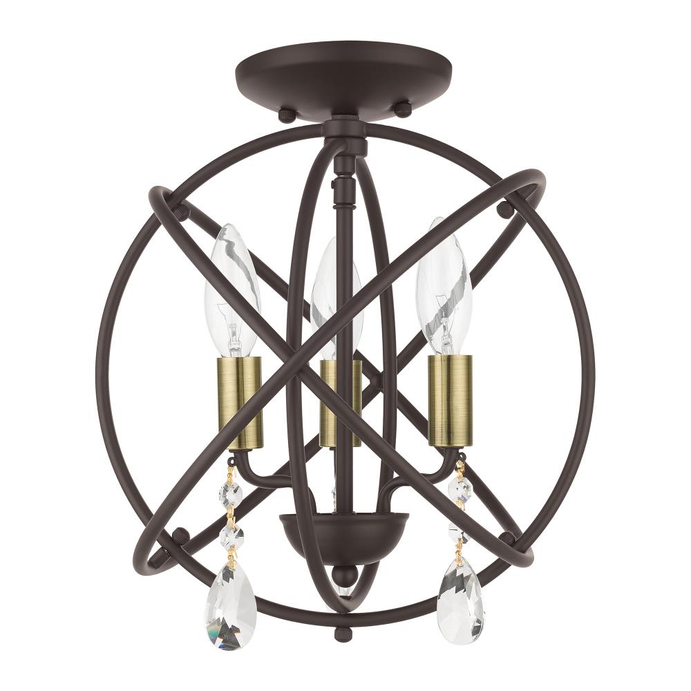 Bronze Mini Plug-in Crystal Candle Chandelier