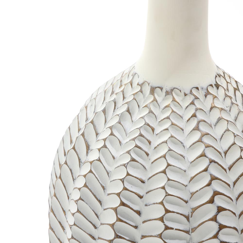 White Geometric Pattern Polyresin Trumpet Vase 23.5 Inches Tall