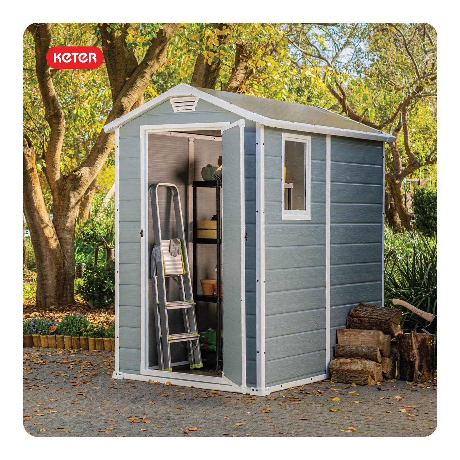 Keter 212917 4-ft x 6-ft Manor Outdoor Gray Gable Roof Plastic Resin Storage Shed