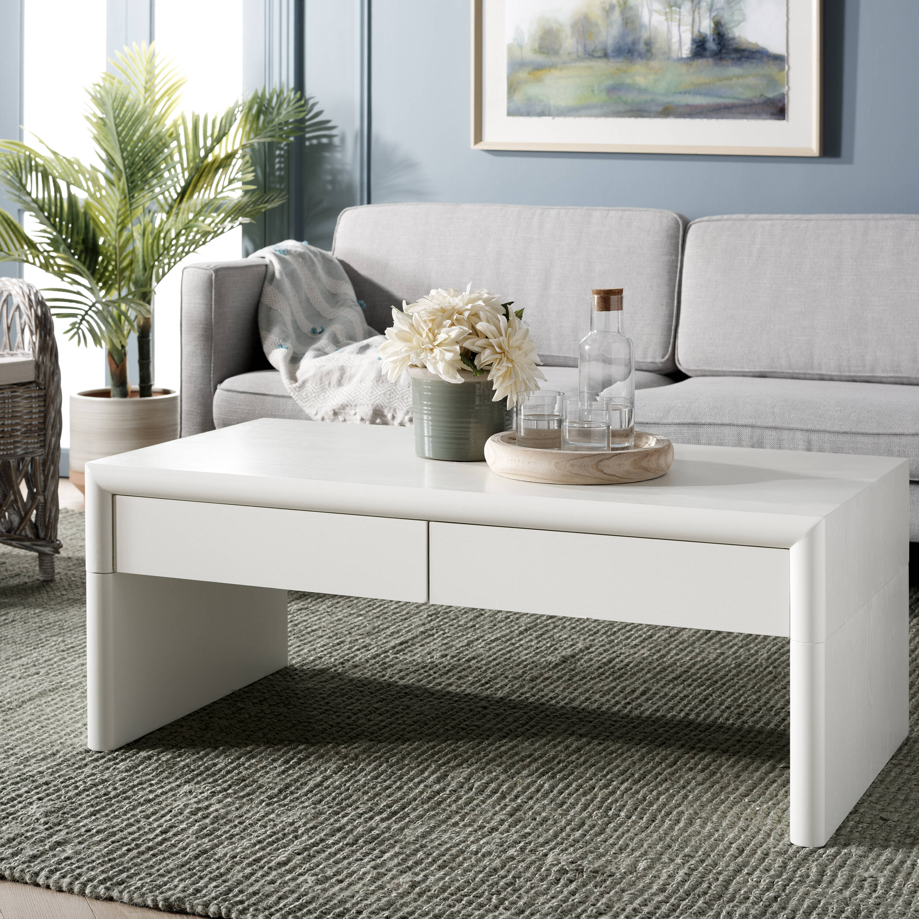 Safavieh COF9707B Rune Nc Coating Pine MDF Modern Coffee Table